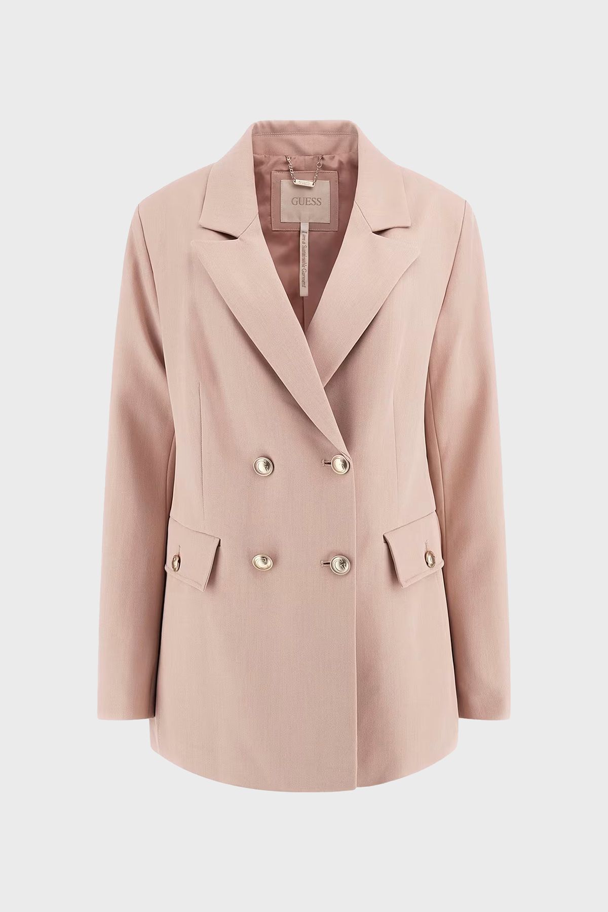 Guess-New Fiona Regular Fit Mono Collar Double Breasted Blazer Jacket W5Rn49Wgx02 Jacket W5Rn49 Wgx02 F6K9 5