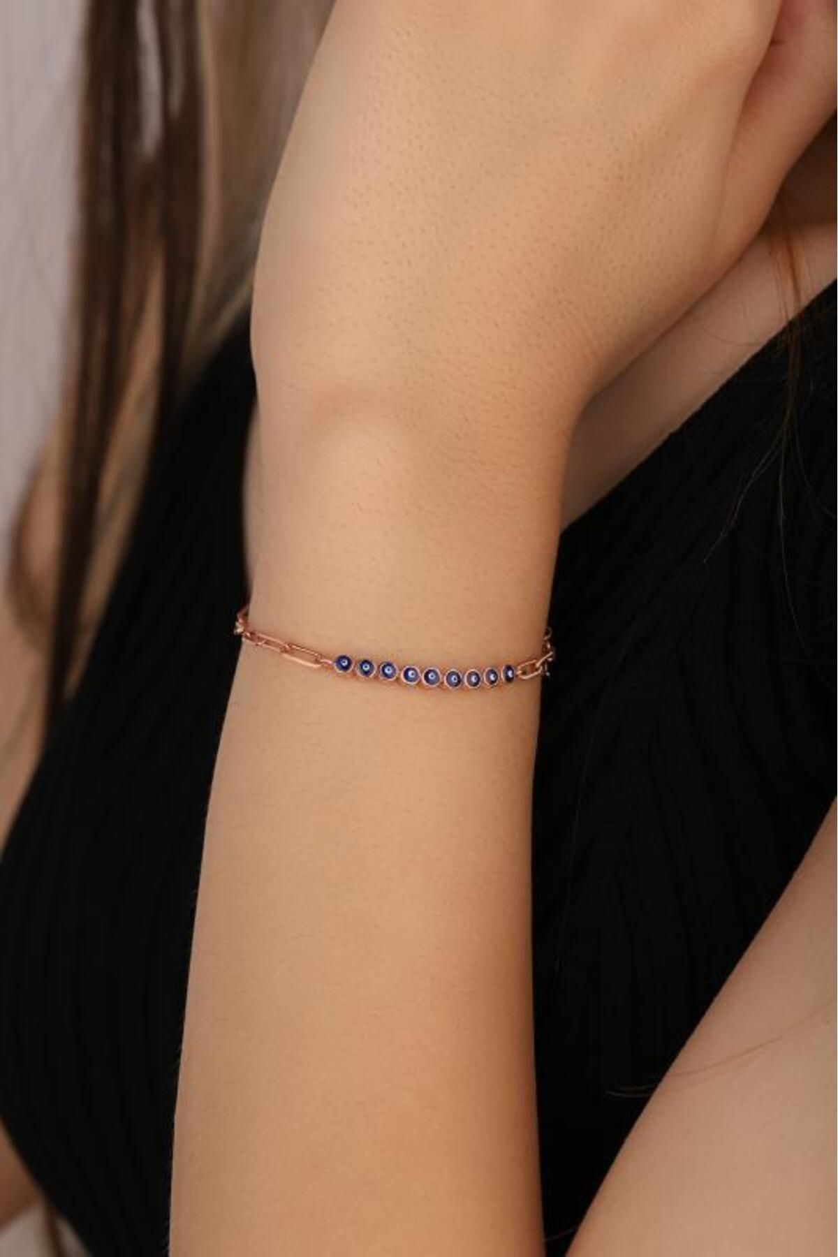 Mistik Silver Mineli Nazar Boncuğu Gümüş Bileklik
