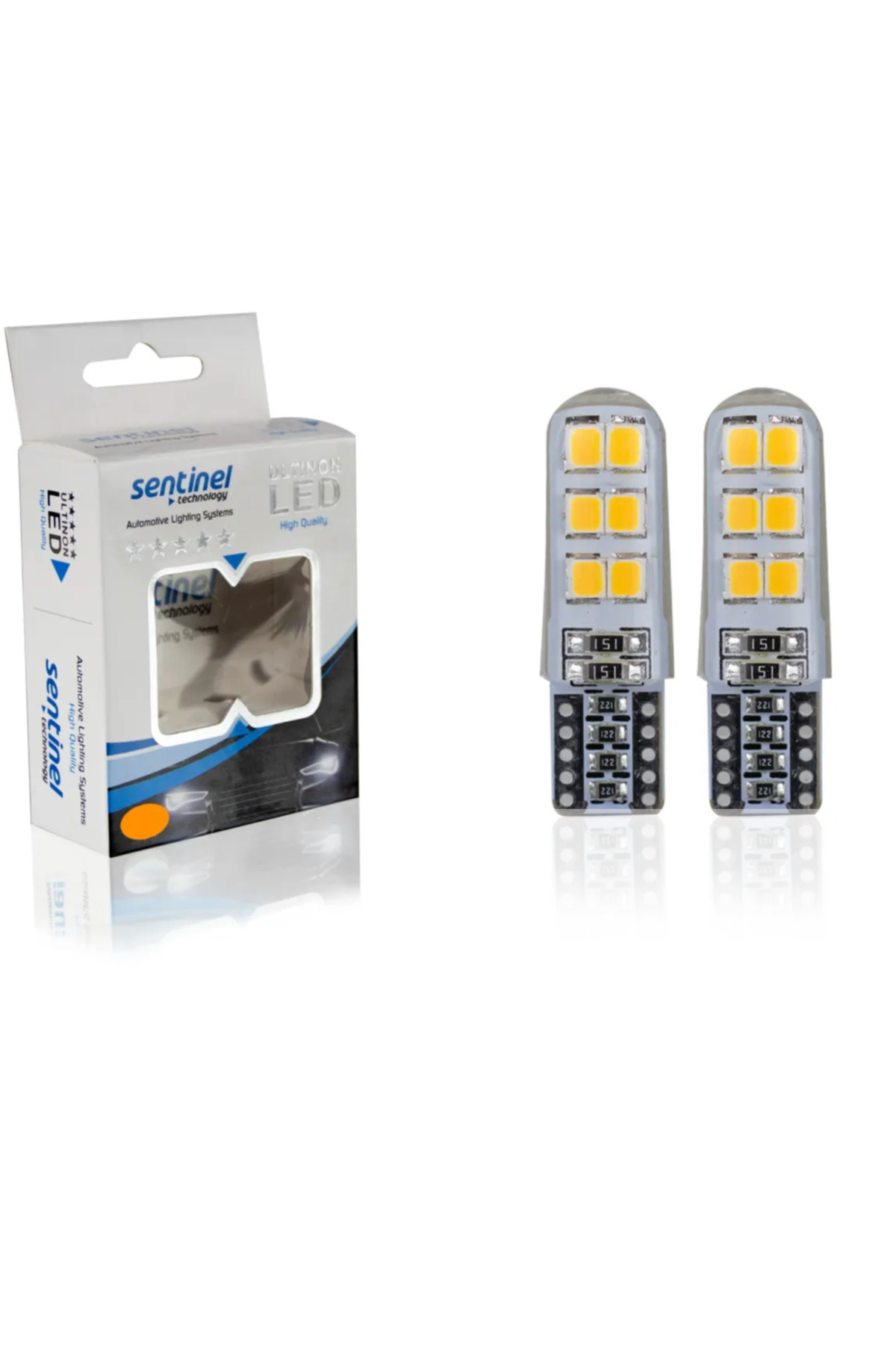 Sentinel T10 W5w Turuncu Led 12 Ledli Canbus Silikon Ultra Power Turuncu Park Plaka Tavan ledi 2adt