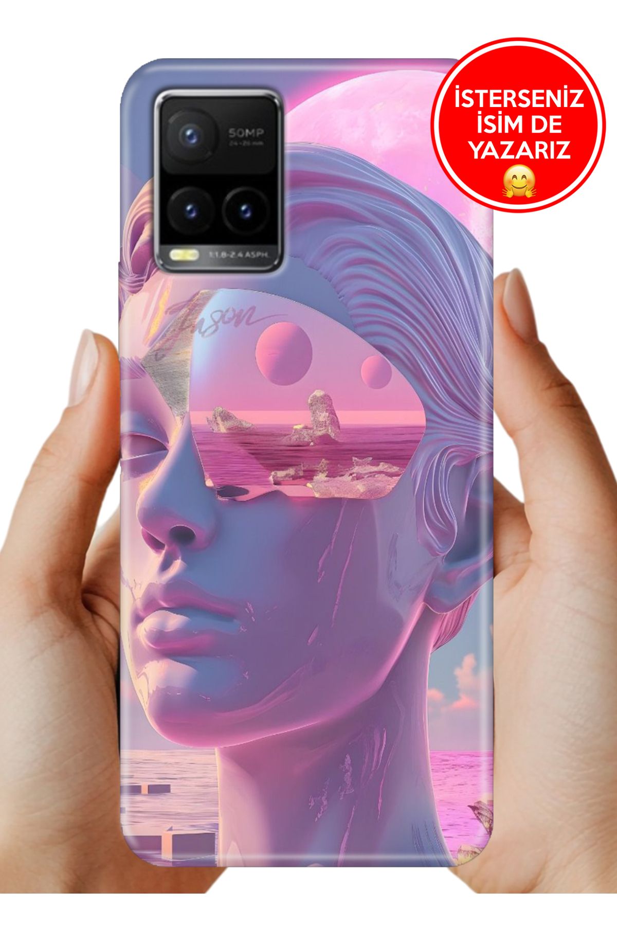 Cekuonline Vivo Y32 / Y33S Uyumlu Kılıf FullCover Resimli Desenli Silikon Cyber Girl