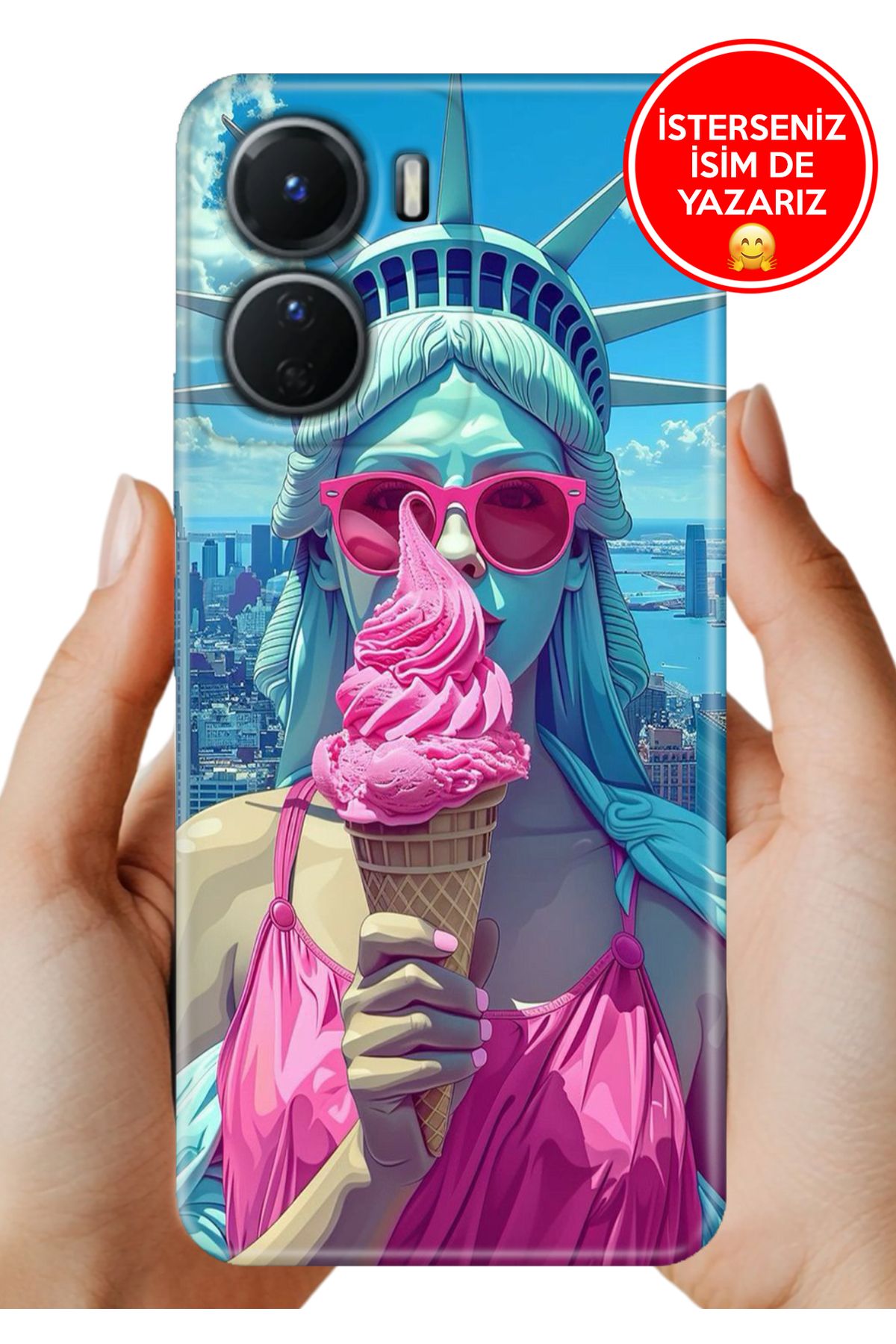 Cekuonline Y16 Kılıf Baskılı Life Style Kapak Silikon Özgürlük Heykeli