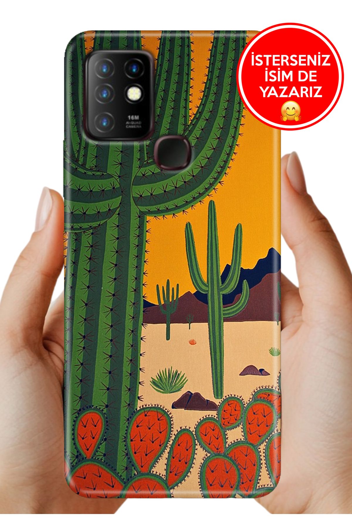Cekuonline İnfinix Hot 10 Kılıf FullCover Resimli Desenli Silikon Çöl-İklimi