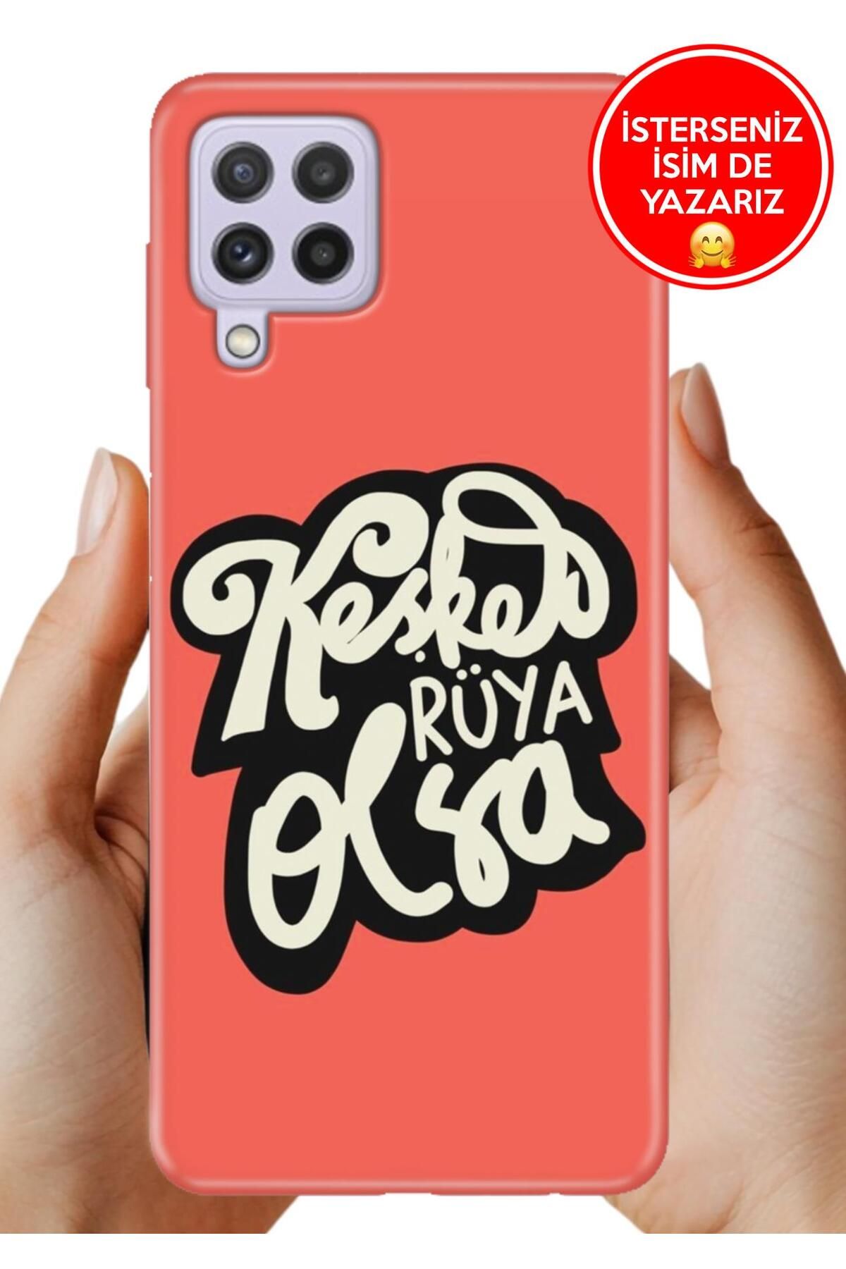 Cekuonline Samsung A22 Kılıf Baskılı Life Style Kapak Silikon Keşke Rüya Olsa