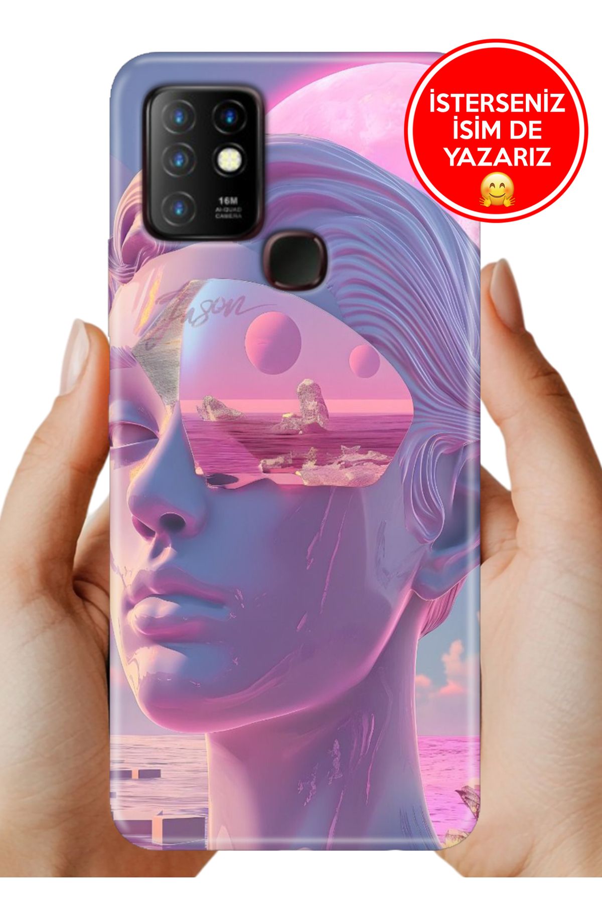 Cekuonline İnfinix Hot 10 Kılıf FullCover Resimli Desenli Silikon Cyber Girl