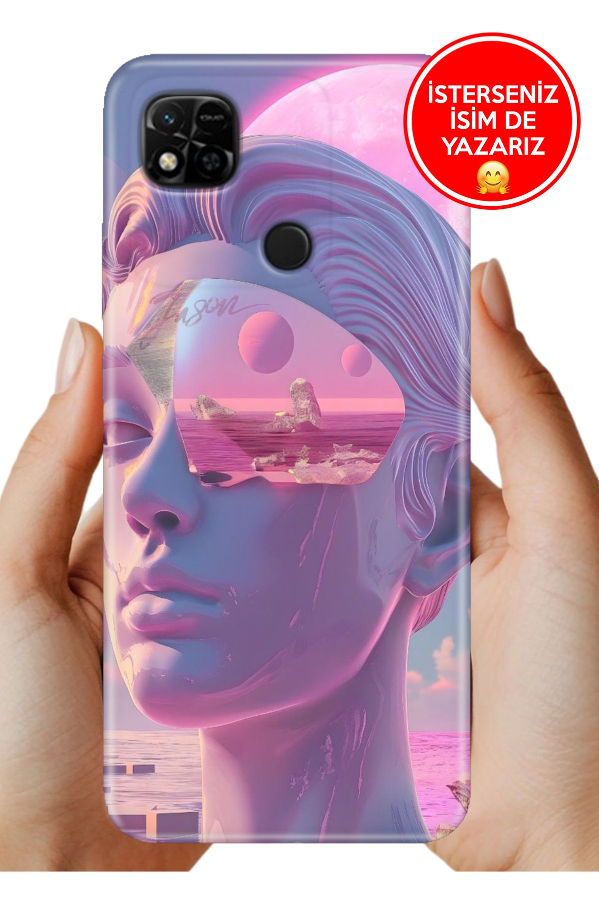 Cekuonline Xiaomi Redmi 10A Kılıf FullCover Resimli Desenli Silikon Cyber Girl