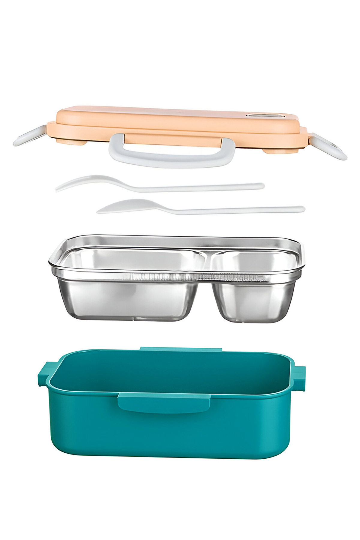 KaktüsKedi-Turquoise Aurora Stainless Steel Leak-Proof Lunch Box Food Transport and Storage Box 3