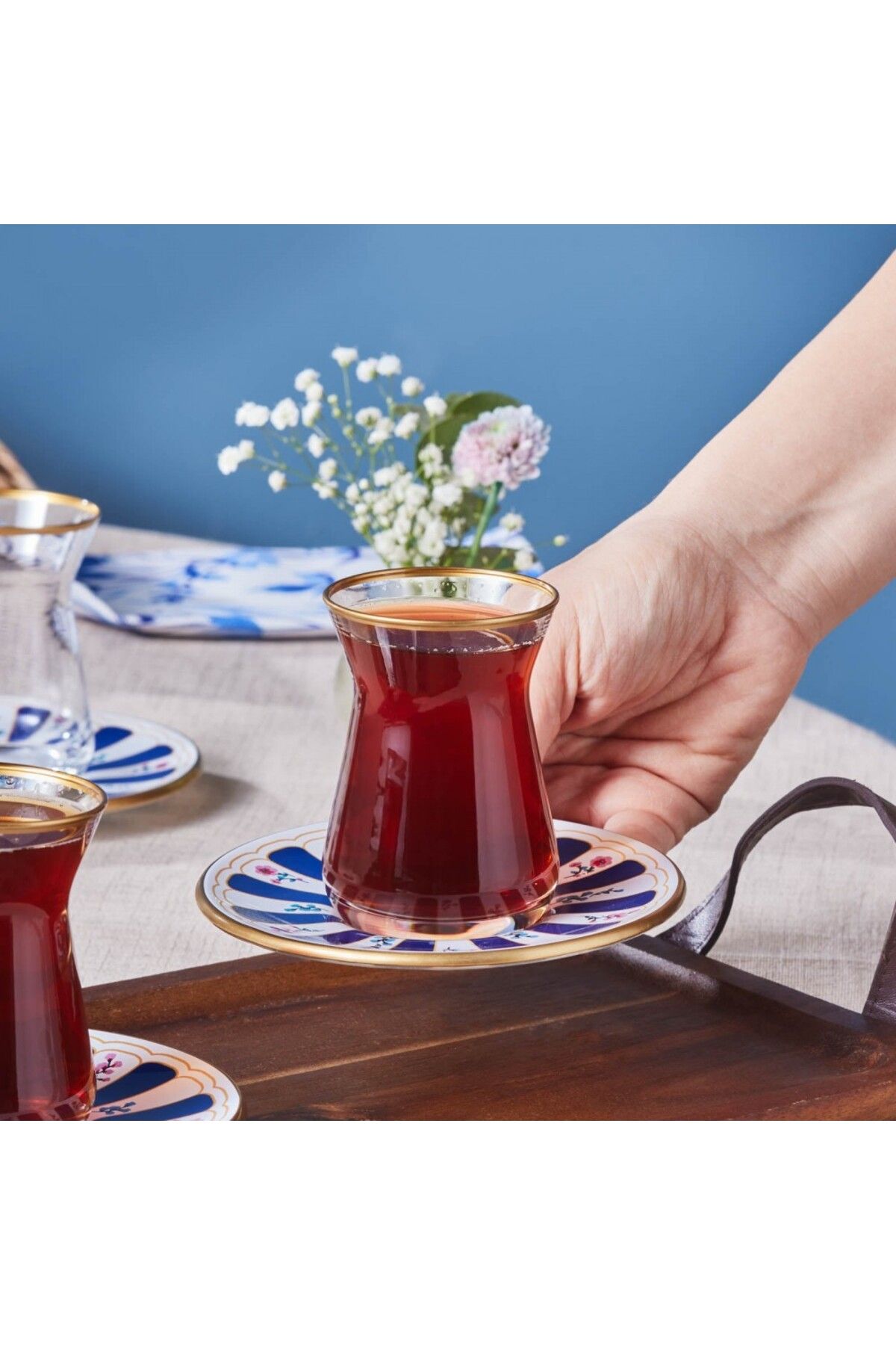 Karaca-Bursa Türkisches Teeglas-Set, 12-teilig, Marineblau 7