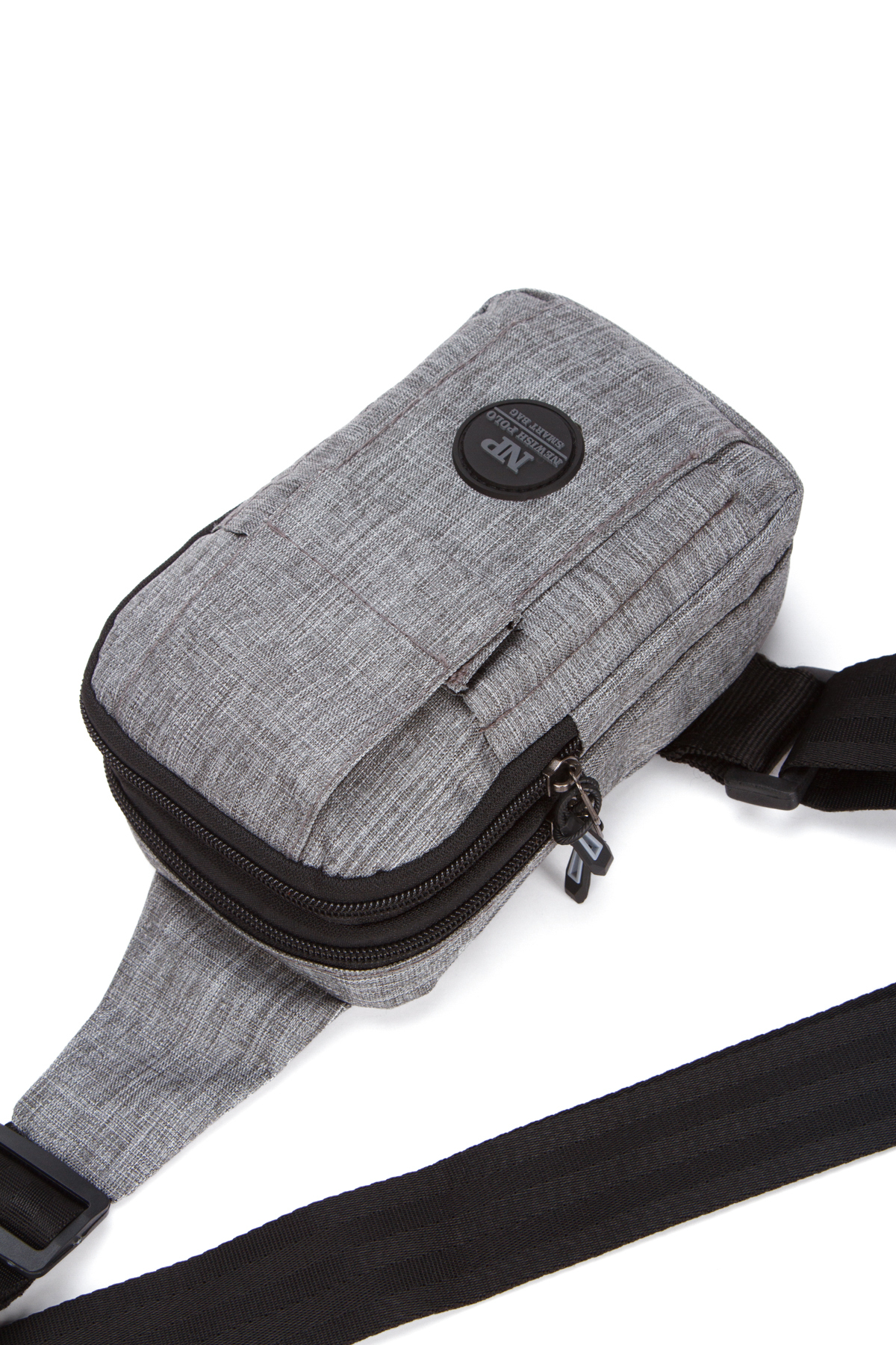 Newish Polo Newish Unisex Gri Keten Telefon Bölmeli Çapraz Askılı Omuz Ve Bel Çantası, Günlük Spor Ve Seyahat görsel 7
