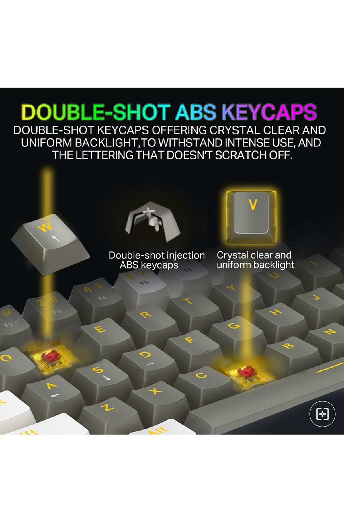 e-yooso-Z-11 60% Mechanical Gaming Keyboard,Red Switch 61 Keys Wired Compact Keyboard 3