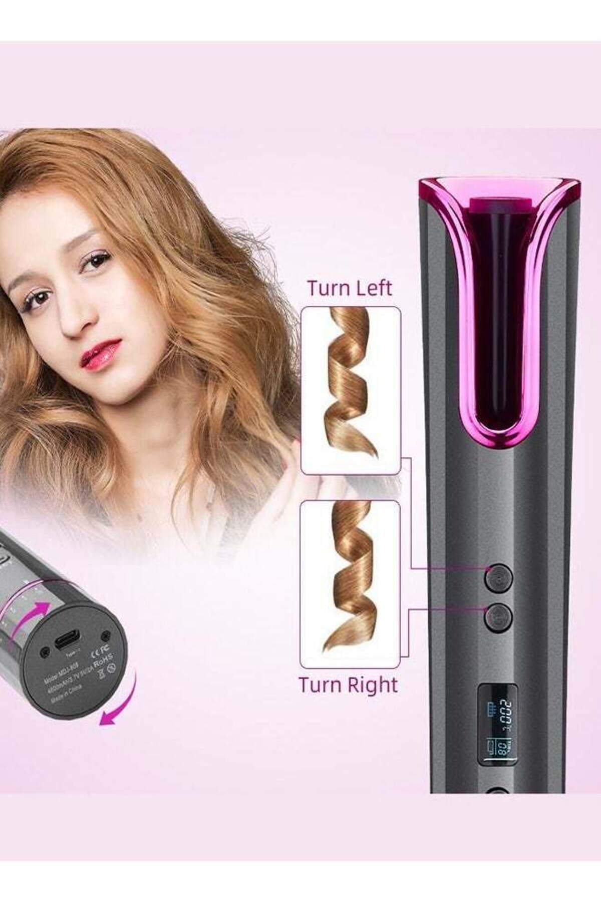 COOYA-Cordless Auto Hair Curler,with LCD Display,Adjustable 4 Temperature,6 Timer Modes,Rechargeable 3