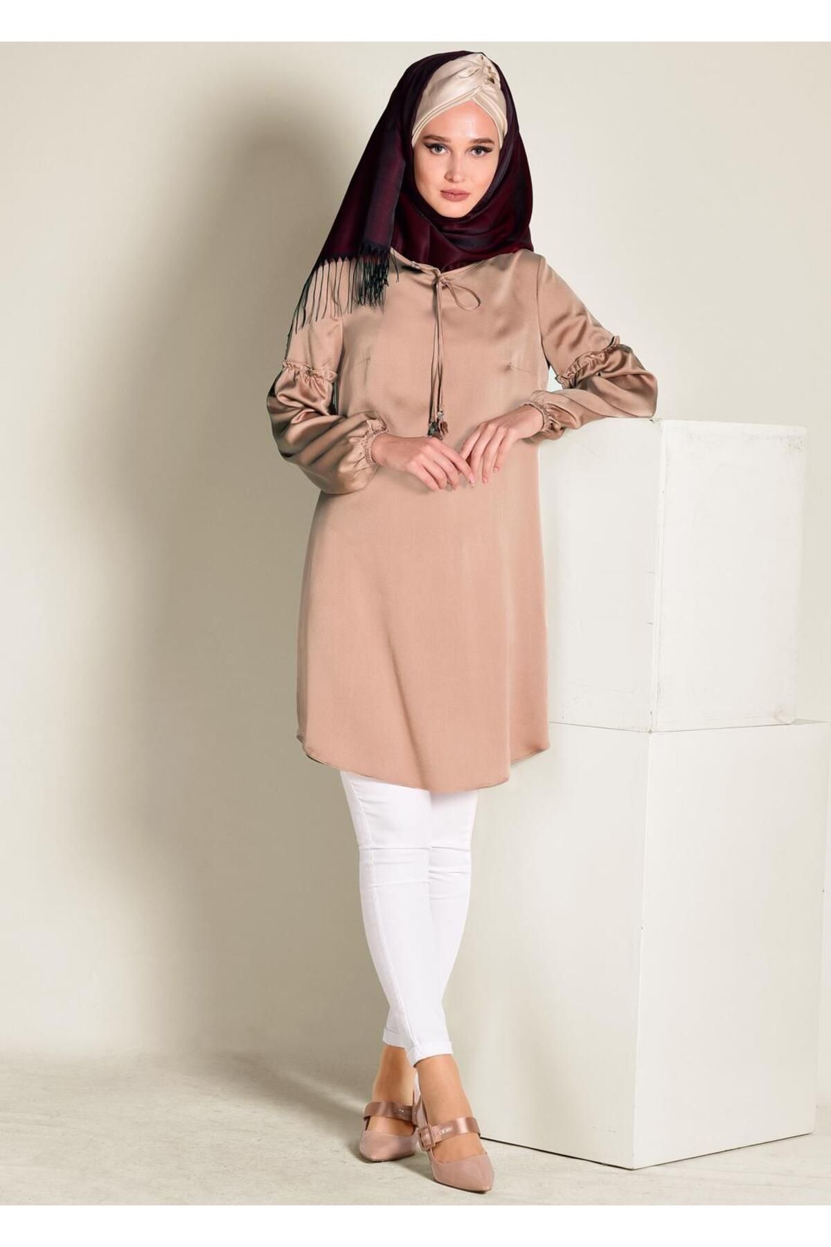 تونیک ساتن با کاف الاستیک 4334 Alvina