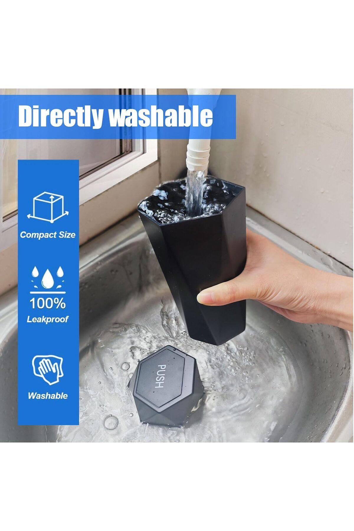 COOYA-Portable Car Auto Trash Can, With Push-Lid Design, Waterproof, Durable, Bin, for Vehicle Tidy 5