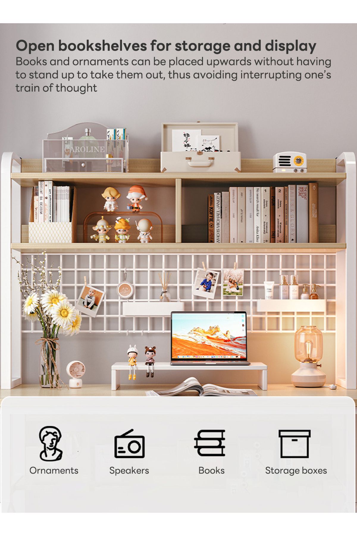 sharpdo-Simple Desktop Computer Table, Desk And Bookshelf, Suitable for Study/Office/Storage 4