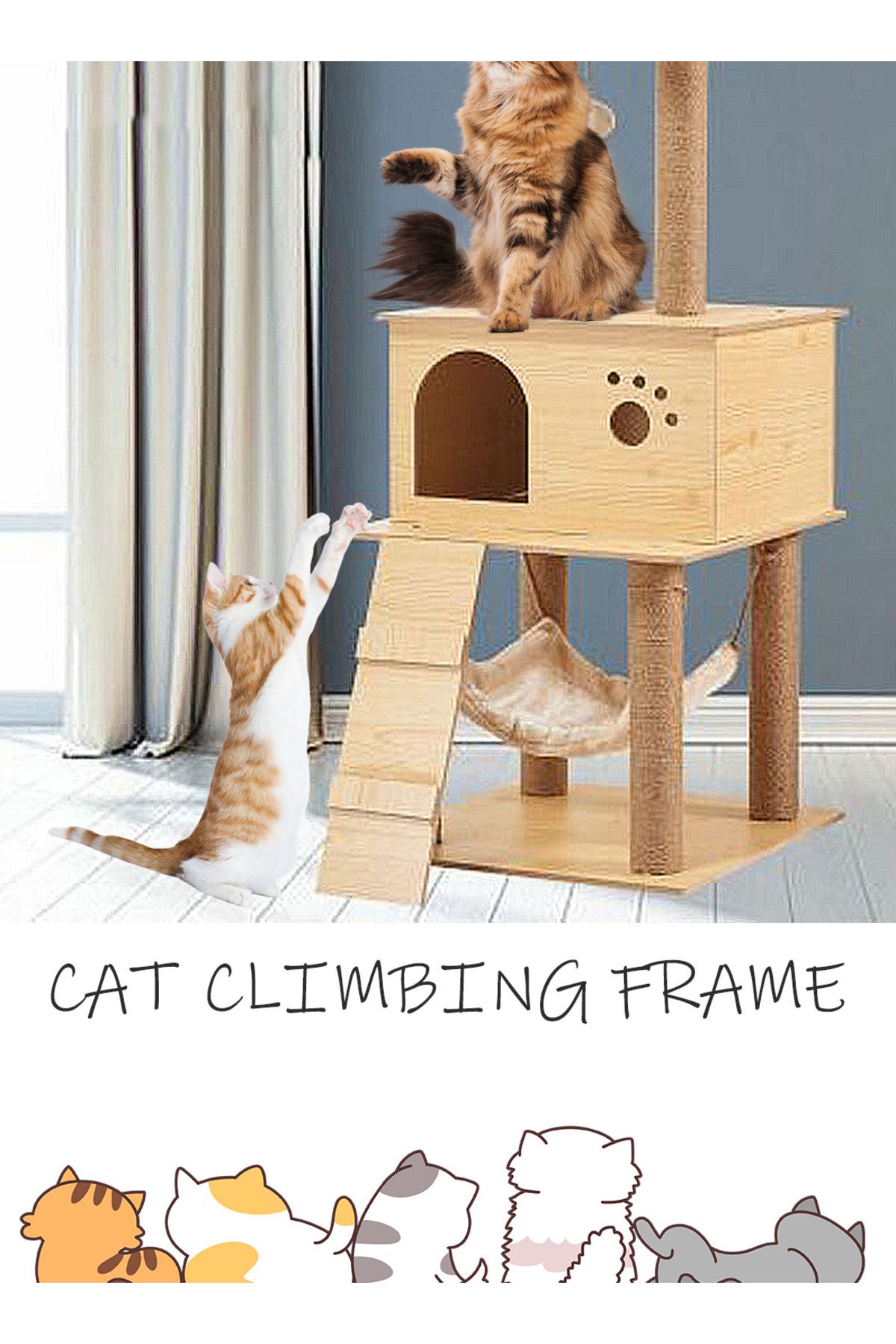 KidLe-Cat Climbing Frame Cat Nest Cat Tree Cat Jumping Platform 6