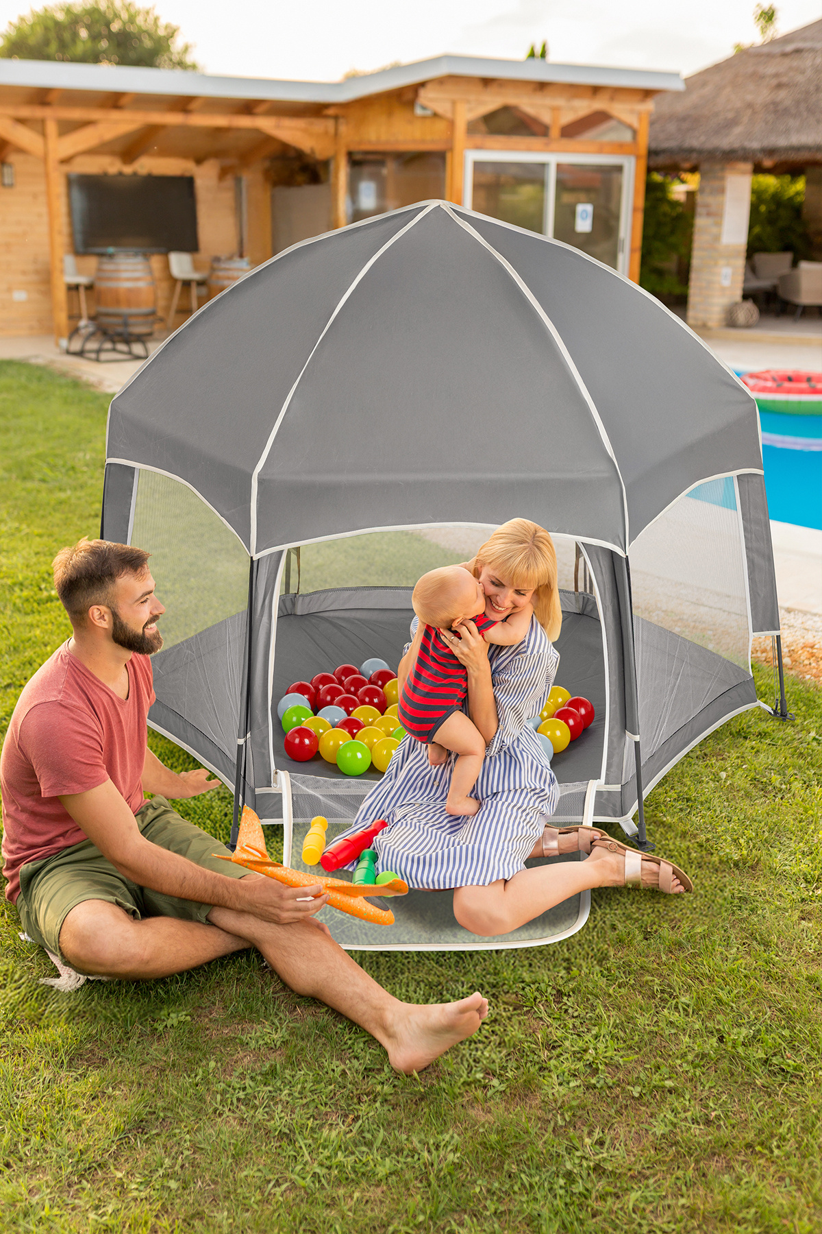 Hoffie Foldy Plus Tam Otomatik Katlanabilir Bebek Ve Çocuk Oyun Parkı-alüminyum-kolay Kurulum,mat Ve Toplar fotoğrafı 4 (önizleme)