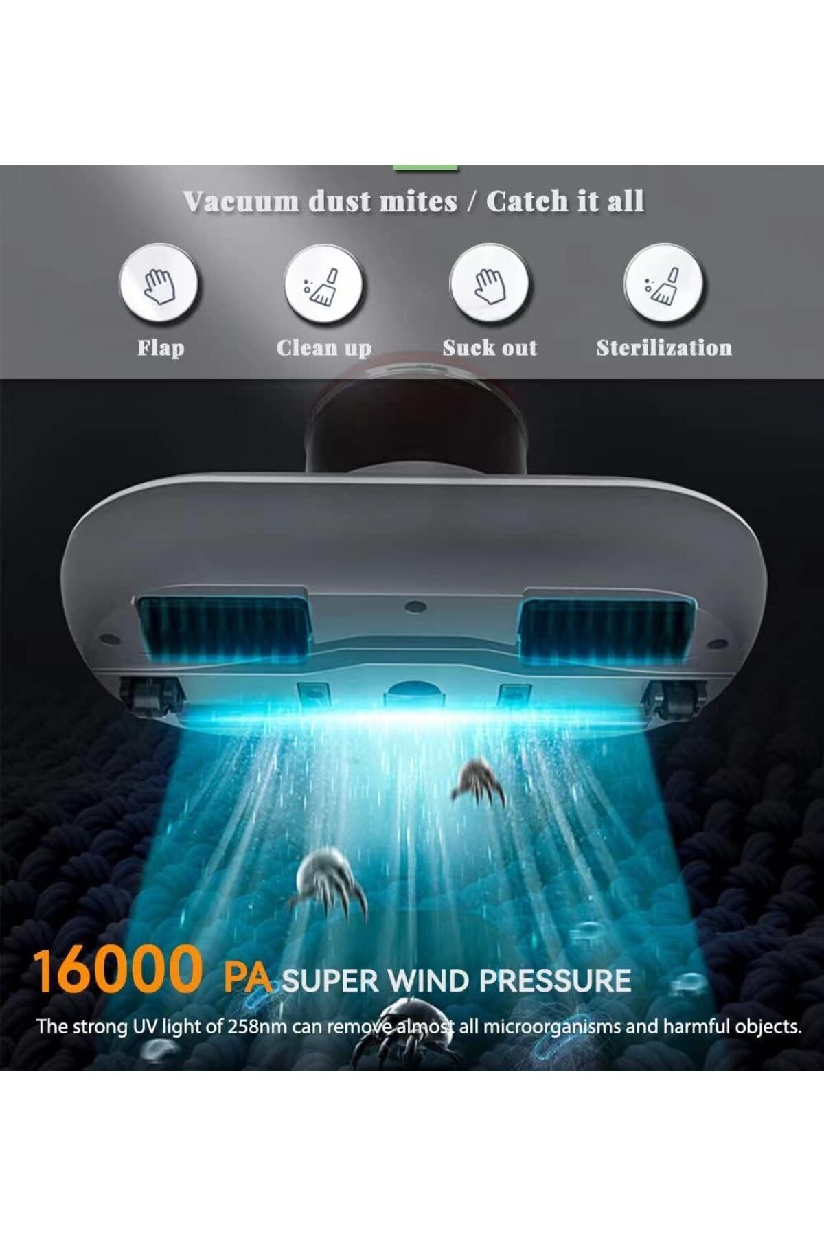 COOYA-Bed Handheld Vacuum Cleaner, Powerful Suction for Bed Sheets Pillows Upholstery, White 2