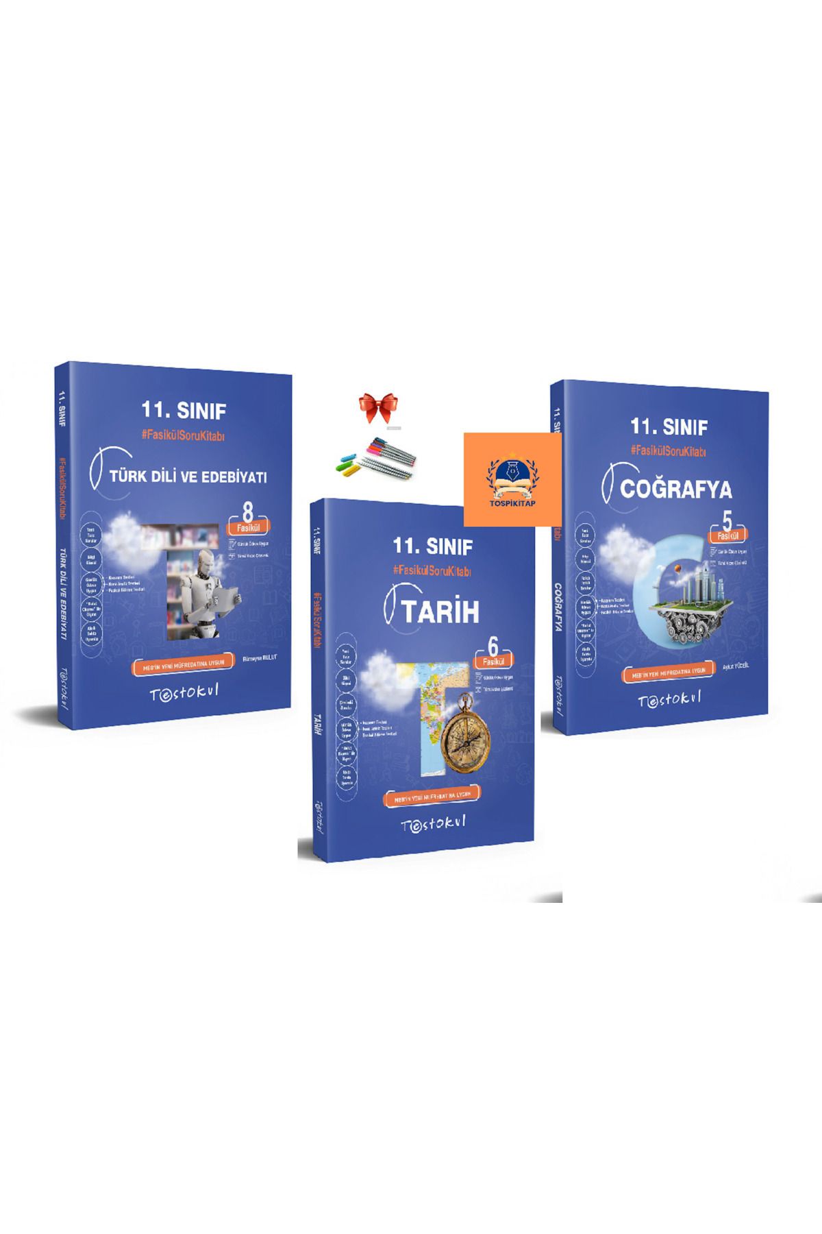 Kırtasiye seti ve TESTOKUL 11.SINIF EDEBİYAT + TARİH + COĞRAFYA FASİKÜL SORU REHBERİ Kırtasiye seti ve TESTOKUL 11.SINIF EDEBİYAT + TARİH + COĞRAFYA FASİKÜL SORU REHBERİ