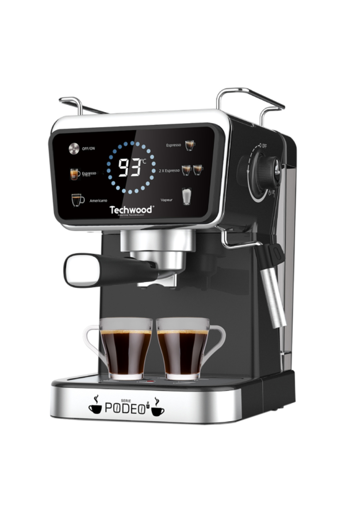 Techwood-Espresso kávovar TCA-1386EXN, 20 barů, kapsle Nespresso nebo mletá káva, 1,5 l 1
