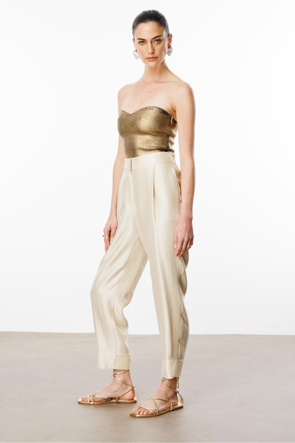 Moda İlgi  Modailgi Arka Kemeri Lastikli Pile Detaylı Pantolon - 15075 Bej - Görsel 6