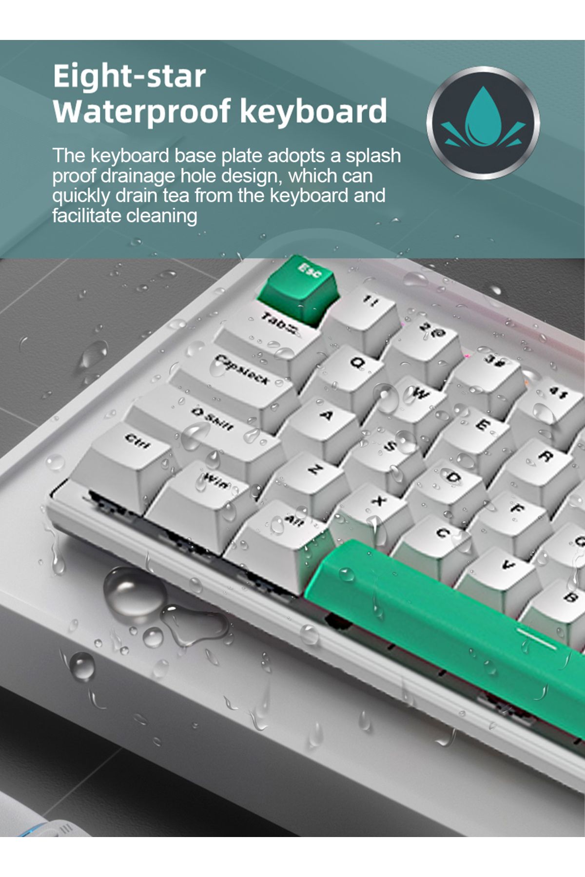 FlashHawk-65% Wired Blue Switch Gaming Keyboard with RGB Backlit, 68 KeysCompact Mechanical Keyboard 6