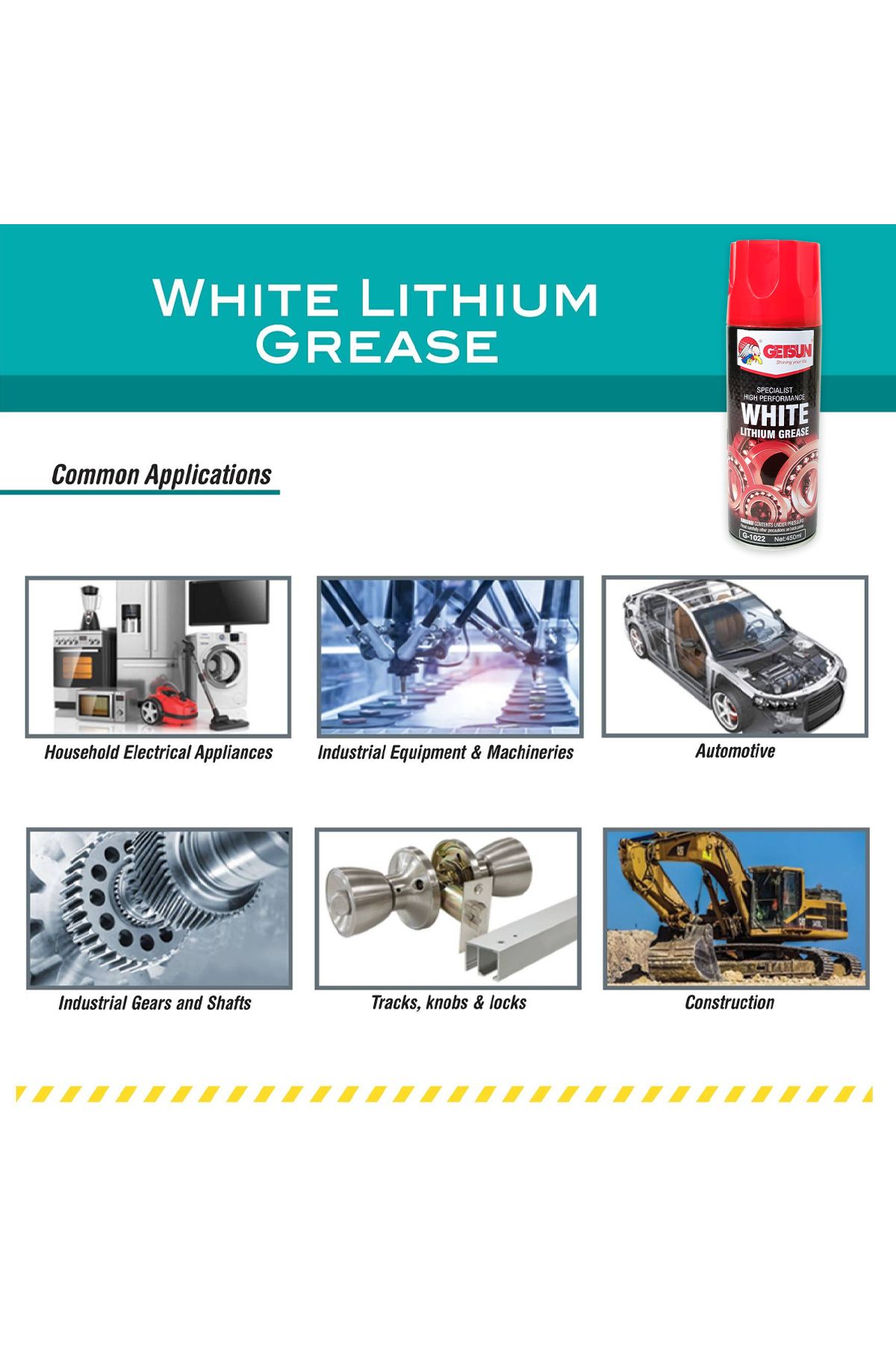 GETSUN-White Lithium Grease 450ml High Performance Lubricant for Automotive, Industrial, Home Use 5