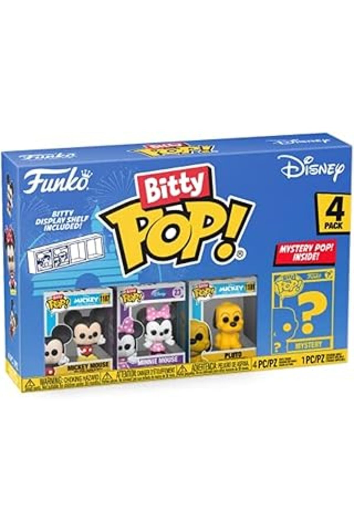 Mu Art Ahşap Funko Bitty Pop! Disney - Mickey Mouse, Minnie Mouse (PEMBE ELBİSE), Pluto Ve Bir S Rpriz Mini Fig