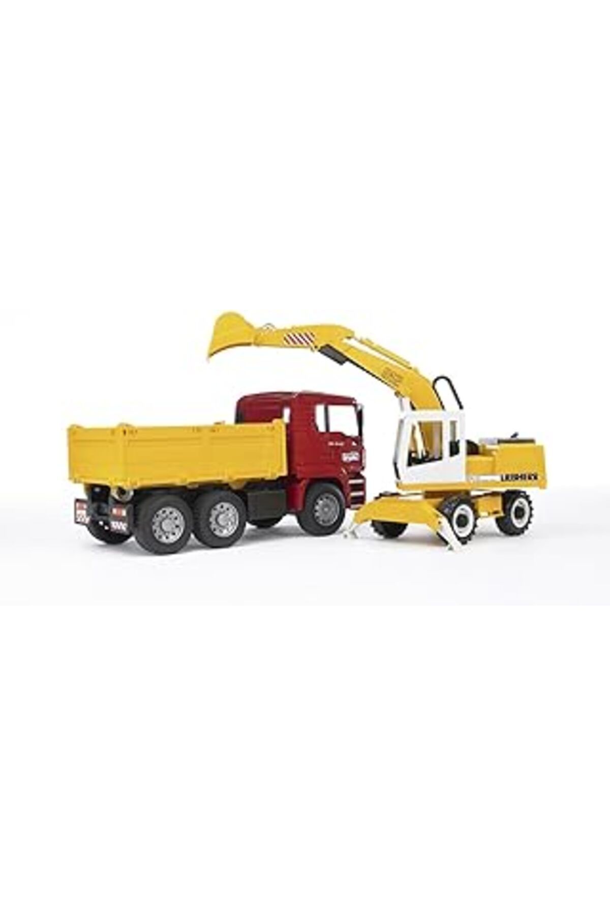 Mu Art Ahşap Bruder - Man Damperli Kamyon Ve Liebherr Ekskavatör Ölçekli Model