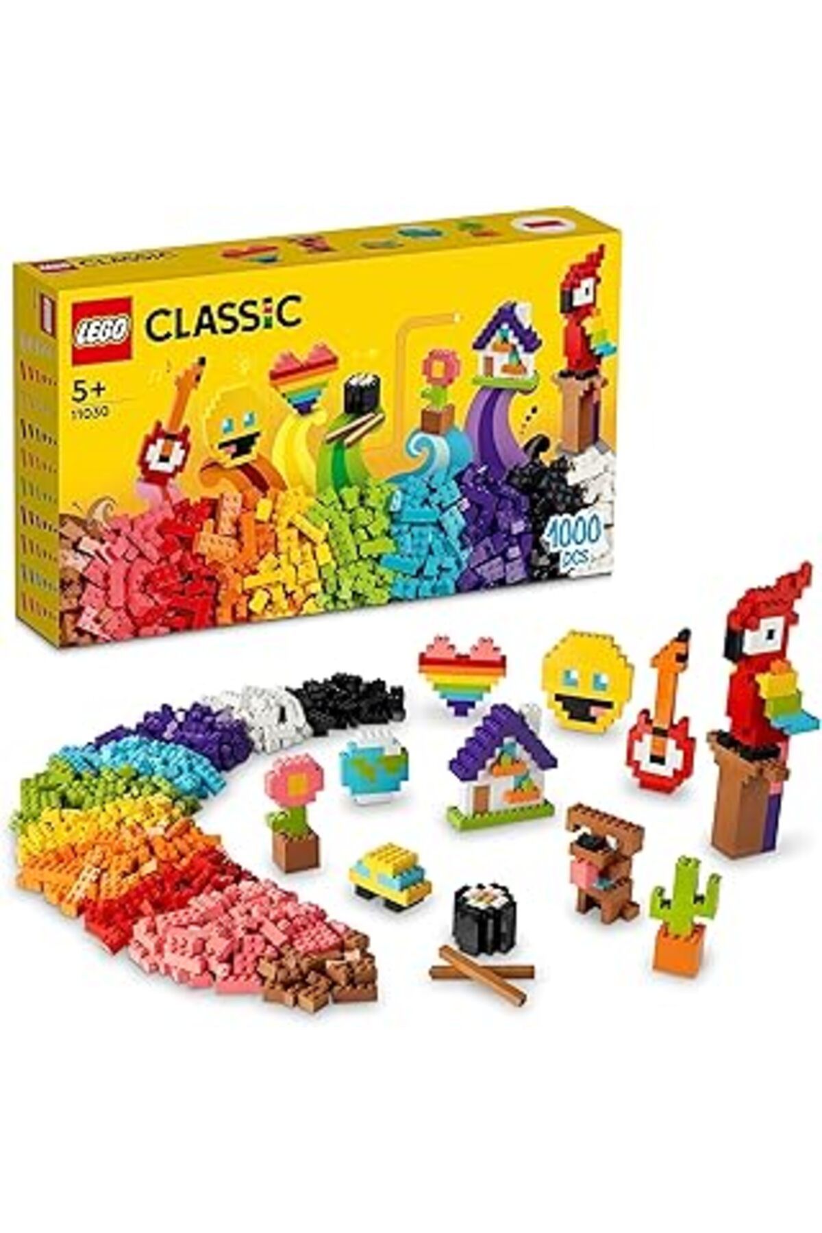 Mu Art Ahşap Lego® Classic Bir Sürü Yapım Parçası 11030-5 Yaş Ve Üzeri Çocuklar Için Çiçek, Model Ve Emojiler Gi