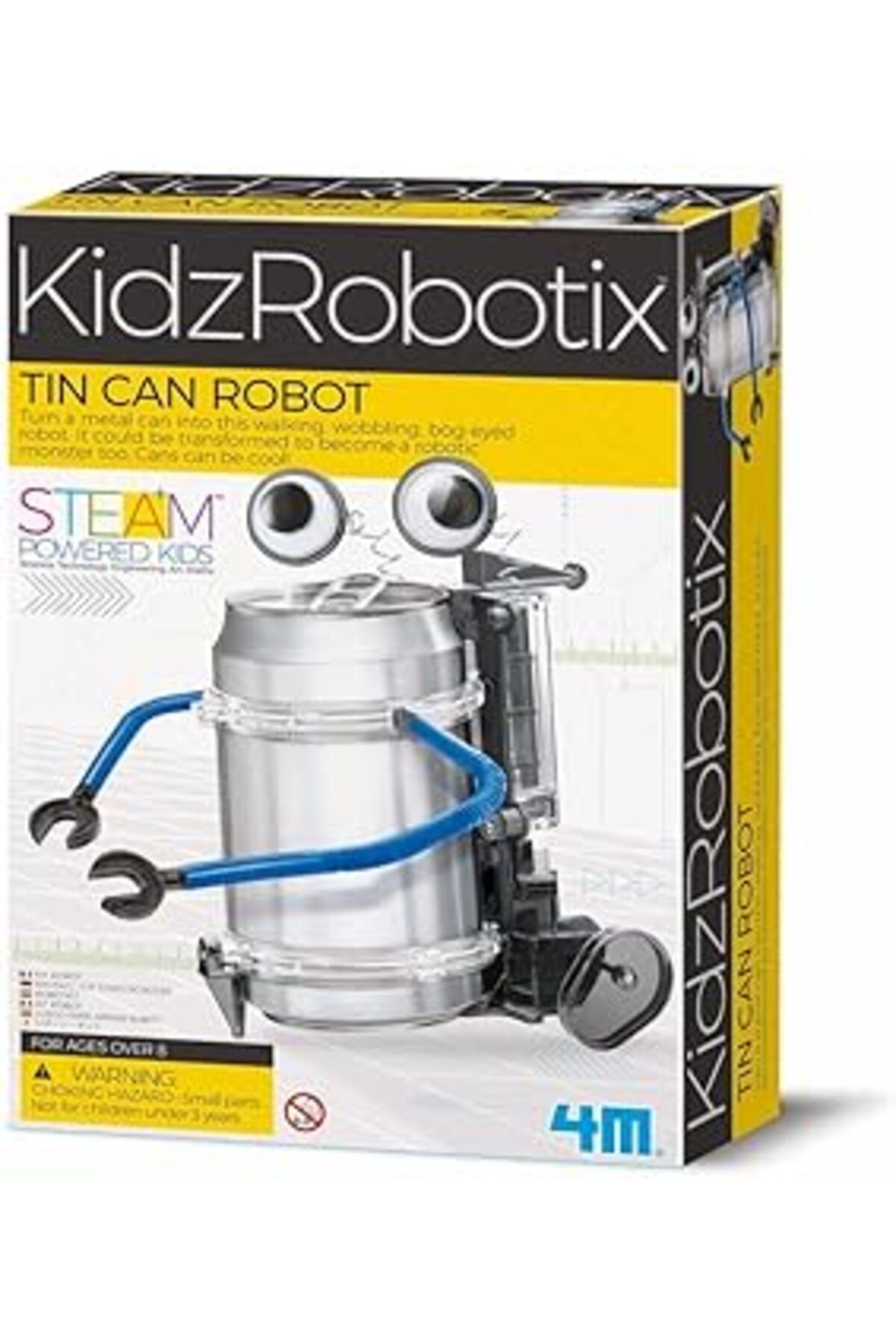 Mu Art Ahşap 4M Tin Can Robot Metal Kutu Robot