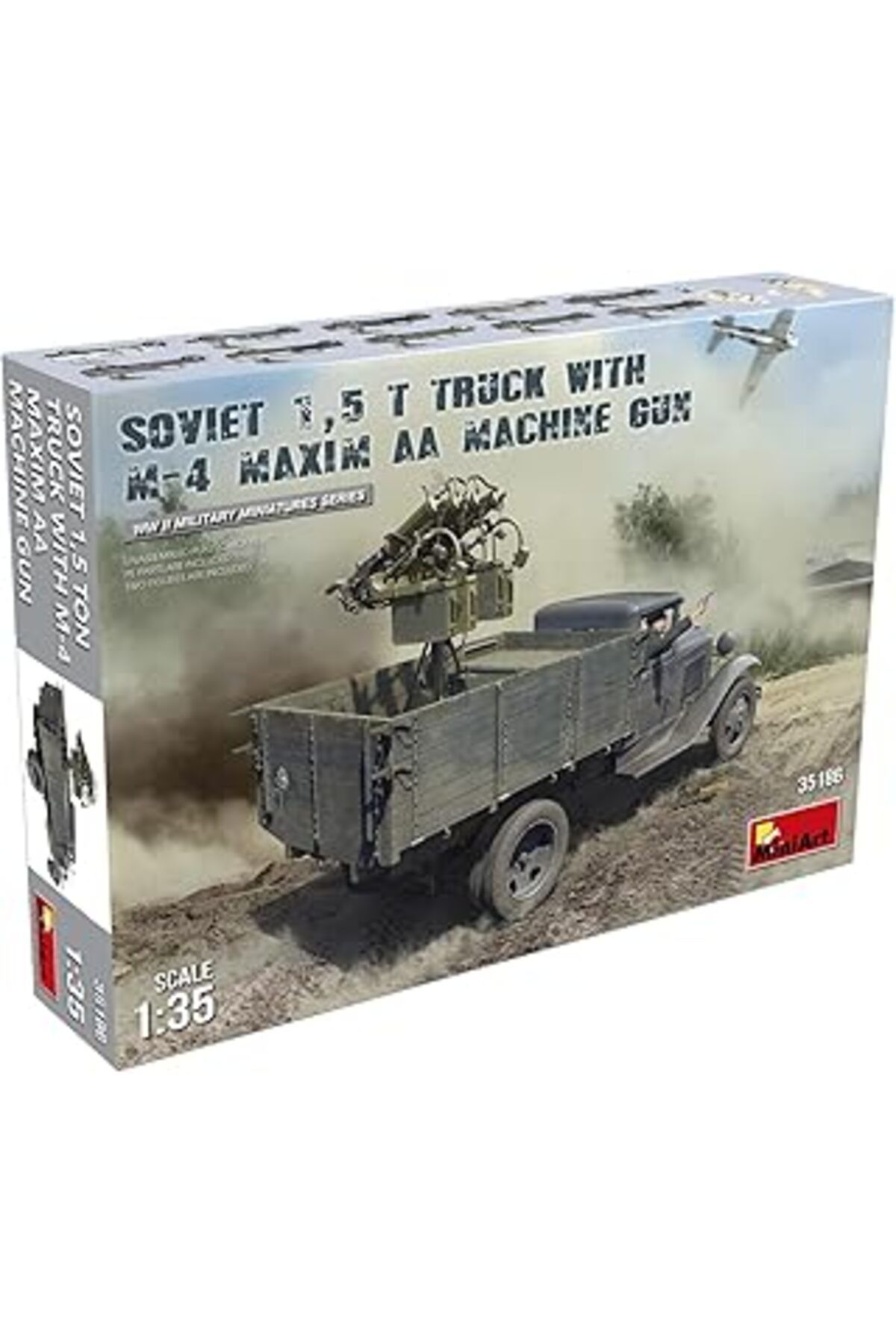 Mu Art Ahşap Miniart 35186 1:35 Sovyet 1,5 T Kamyon. M-4 Maxim Aa Makineli Tüfek Ile Birlikte.