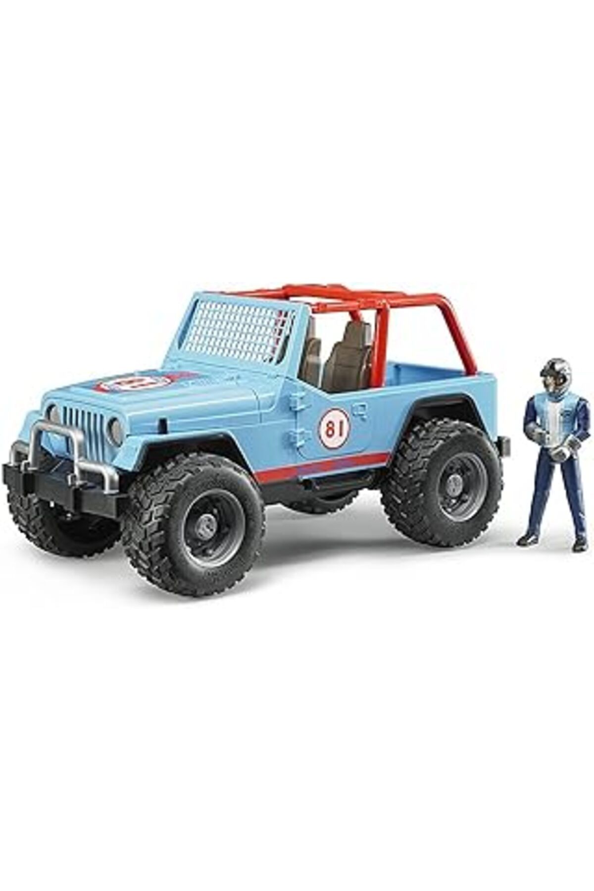 Pazarcan Bruder - Jeep Cross Safari Aracı & Kasklı Pilotu, Mavi Ölçekli Model