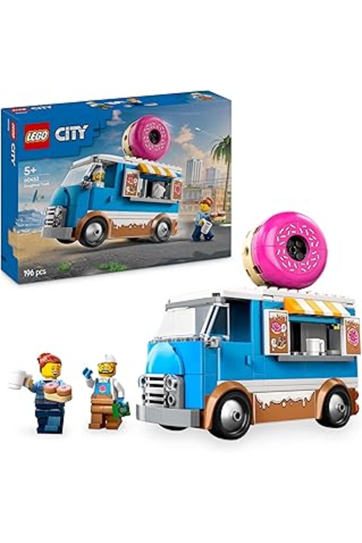 Mu Art Ahşap Lego City Donut Kamyonu 60452-5 Yaş Ve Üzeri Çocuklar Için Yaratıcı Oyuncak Yapım Seti, Doğum Günü