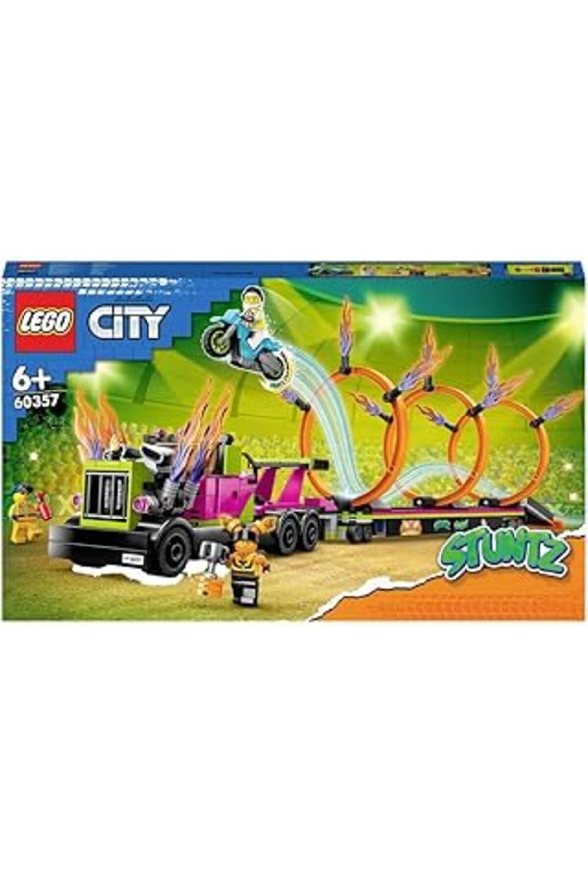 Mu Art Ahşap Lego City Gösteri Kamyonu Ve Ateş Çemberi Yarışması 60357-6 Yaş Ve Üzeri Çocuklar İçin Motosikletli