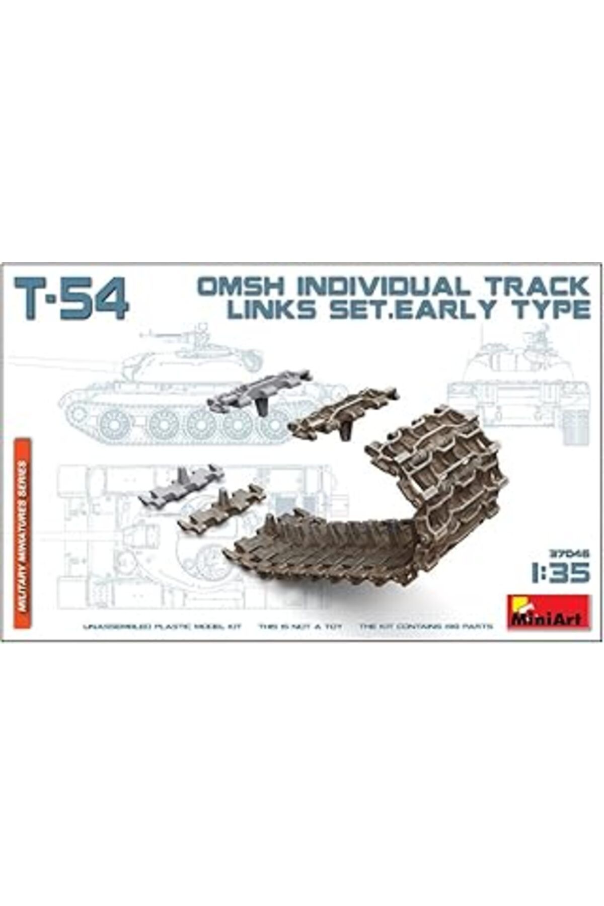 Mu Art Ahşap Miniart 37046 1:35 T-54 Omsh Özel Palet Zincir Bağlantı Seti. Early Type