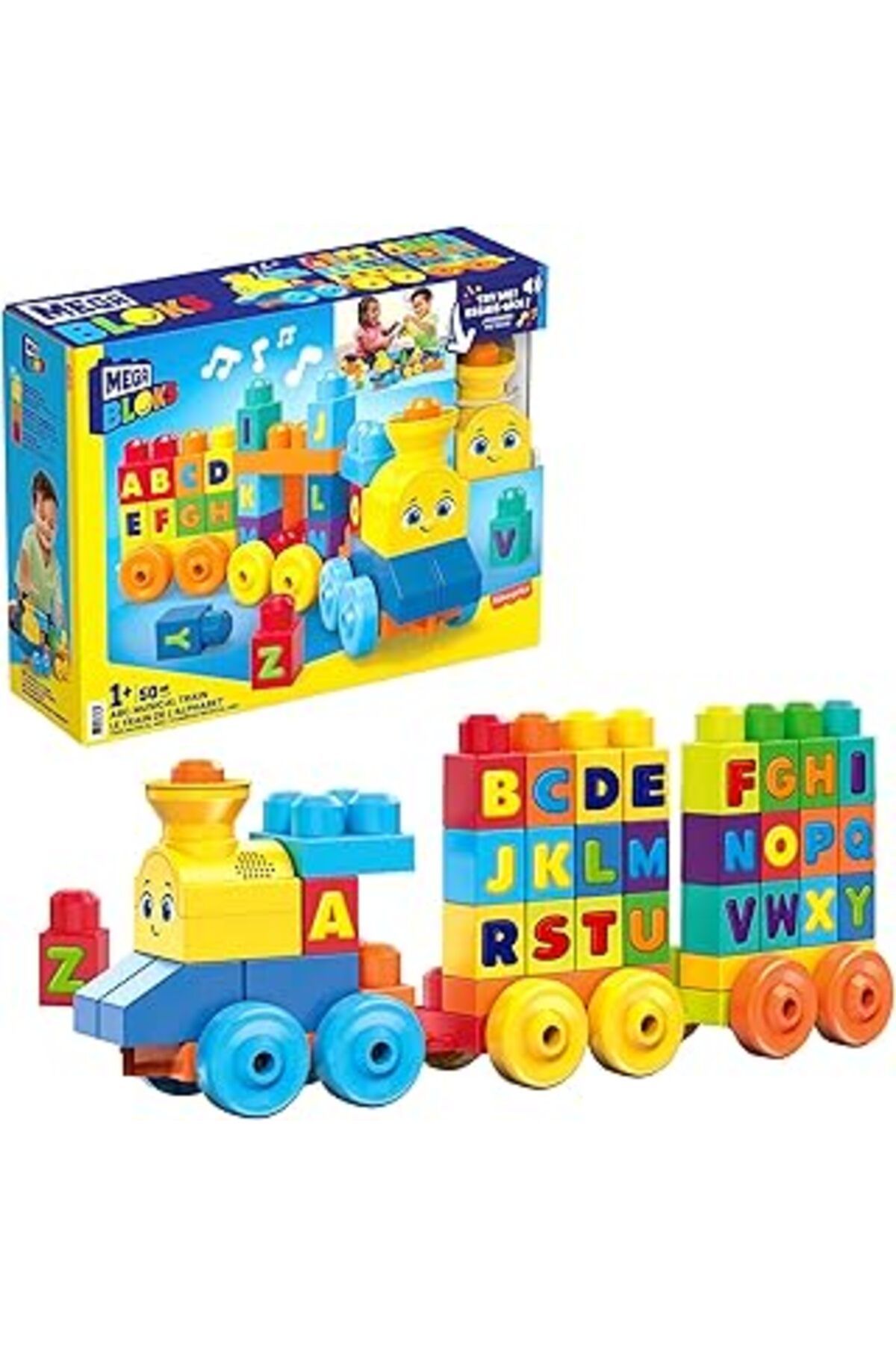 Mu Art Ahşap Mega-Il Treno Dell' Alfabeto Blocchi Da Costruzione, Giocattolo Per Bambini 1+ Anni, Multicolore, F
