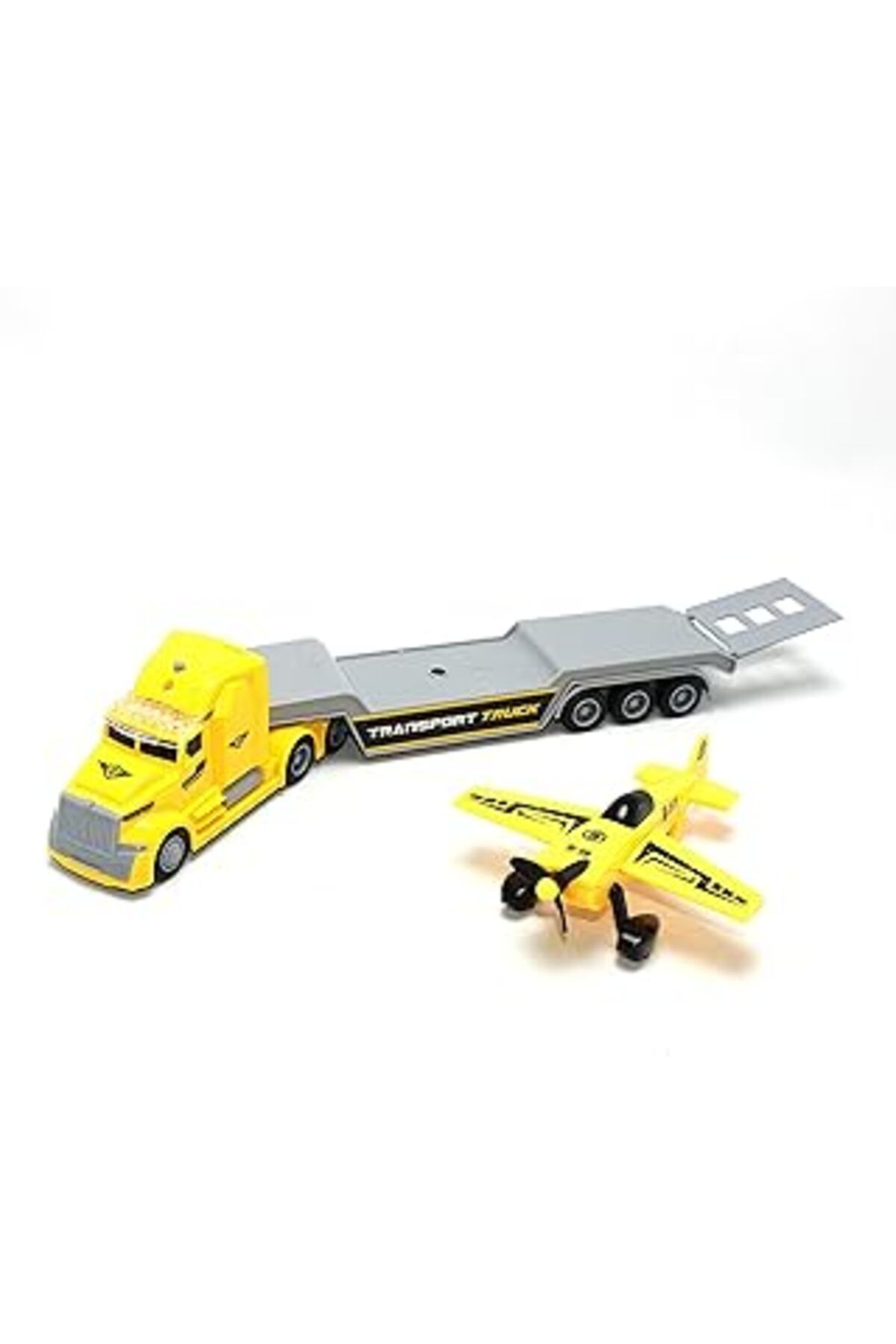 Mu Art Ahşap Sunman Maxx Wheels Sesli Işıklı Tır Transporter Araçlı Uçak/Araba 36 Cm