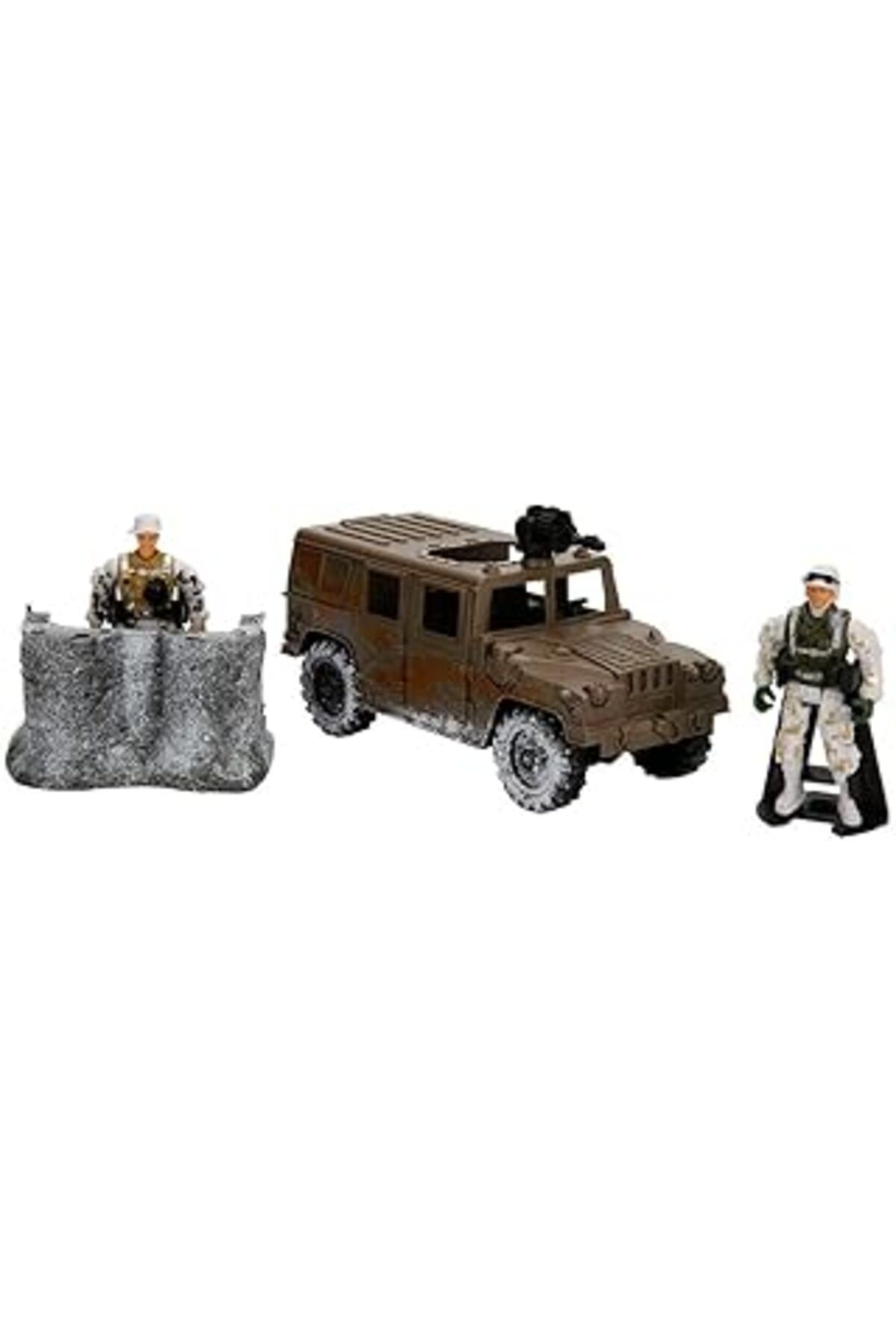 Mu Art Ahşap Sunman S00007085 Sesli Ve Işıklı Kar Temalı Askeri Çocuk Oyuncak Araçlar Oyun Seti Jeep