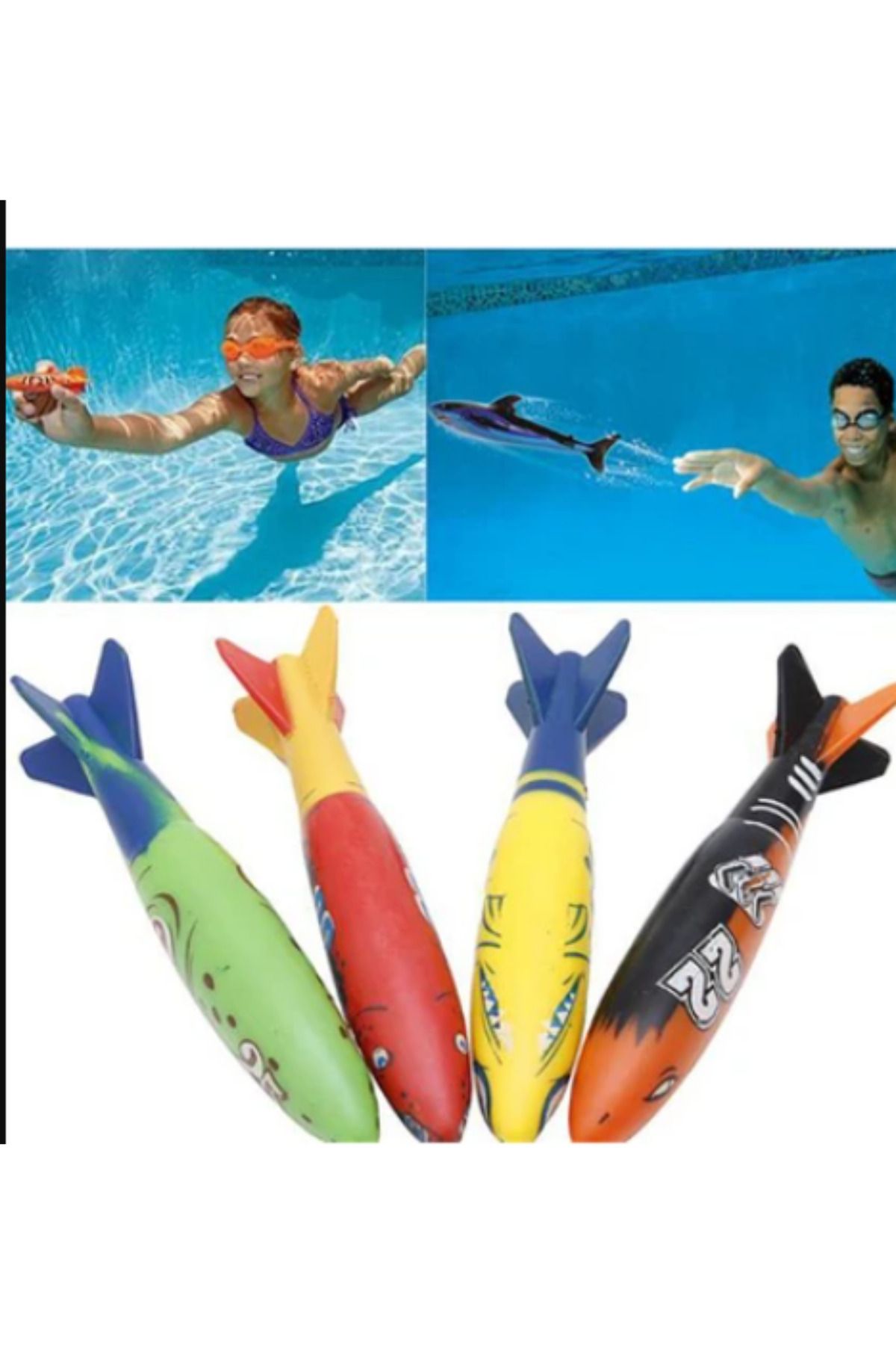 LRS STORE-Set of 4 Sea-Pool Toy Torpedo Diving Tutorial Fun Diving Shooting Toy 2