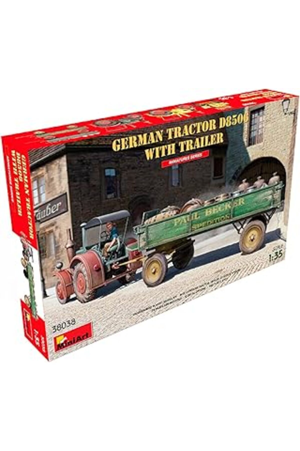 Mu Art Ahşap Miniart 38038 1:35 Römorklu Alman Traktör D8506