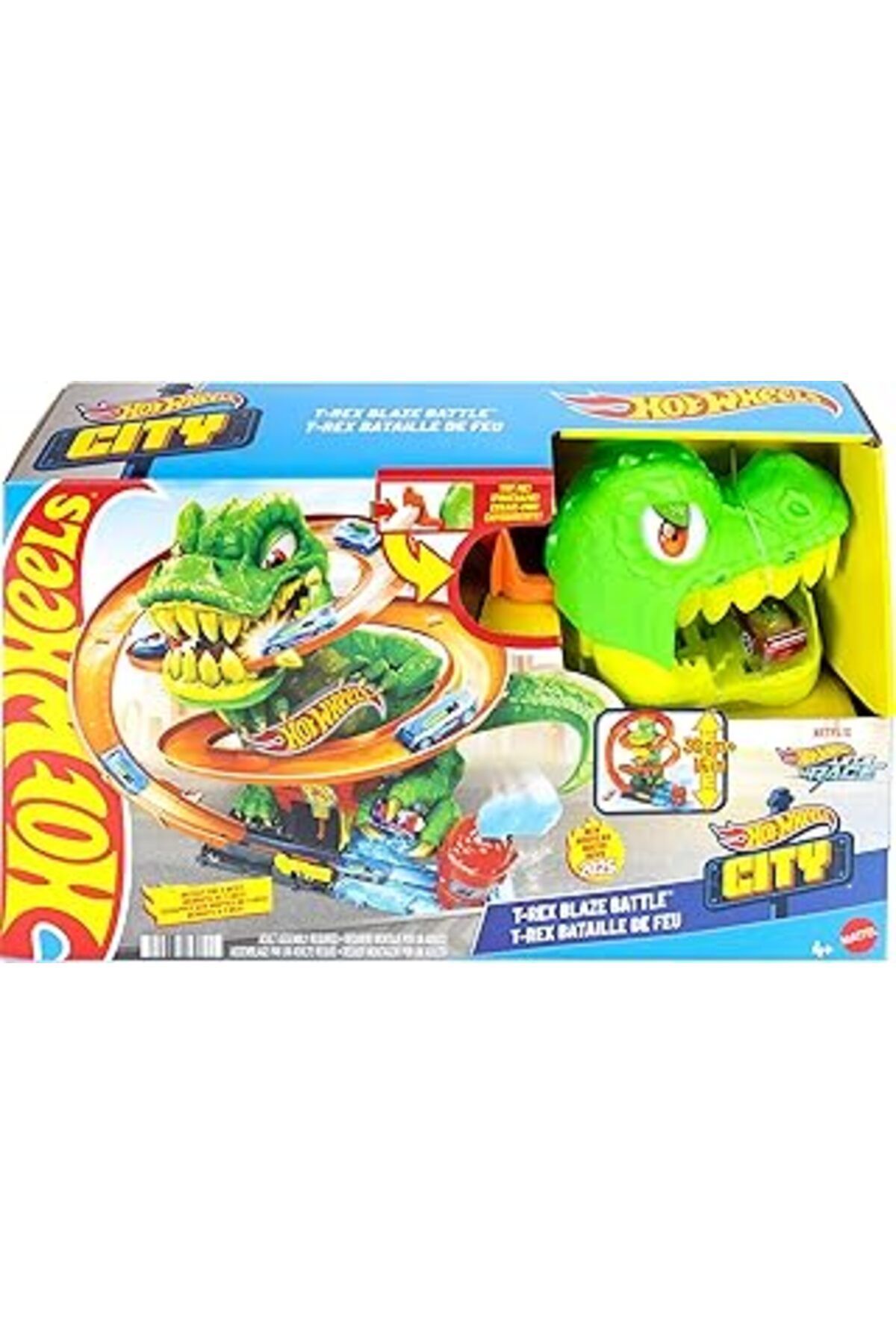 Mu Art Ahşap Hot Wheels® T-Rex Ve İtfaiye İstasyonu Oyun Seti, 4Y+, Jbm73