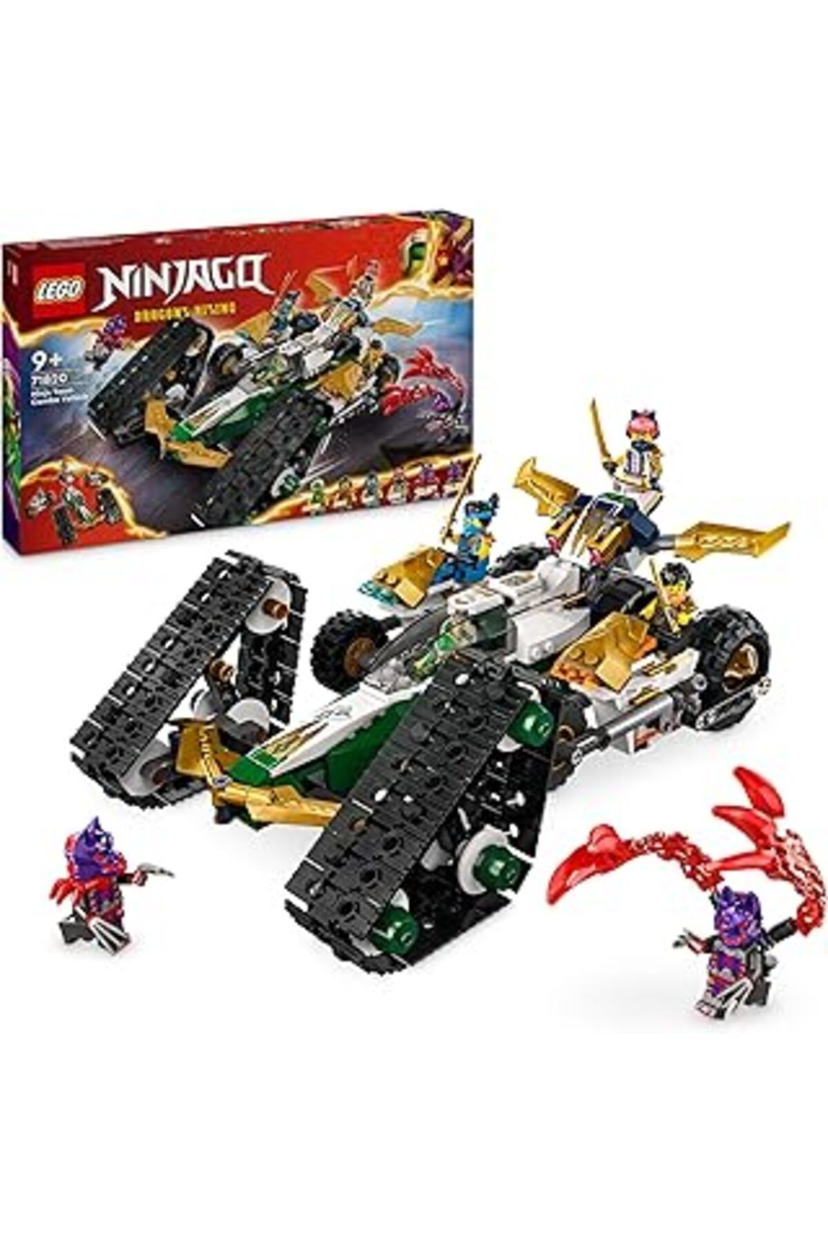 Mu Art Ahşap Lego Ninjago Ninja Ekibi Kombo Araç 71820 – 9 Yaş Ve Üzeri İçin Planör, Yarış Arabası Ve 2 Motosikl