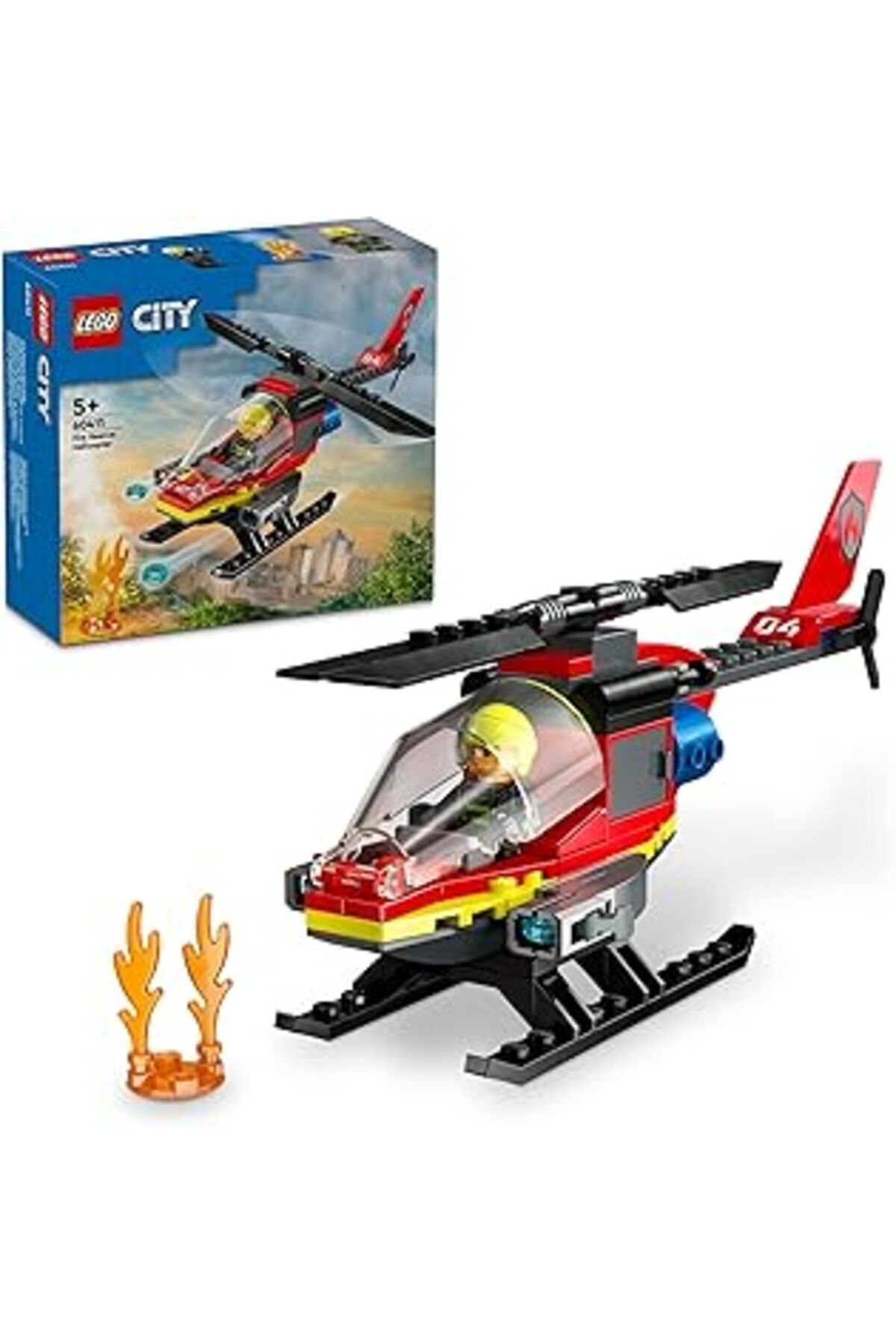 NETWORK ART Lego City İtfaiye Kurtarma Helikopteri 60411-5 Yaş Ve Üzeri Çocuklar Için Pilot Minifigürü İçeren Y