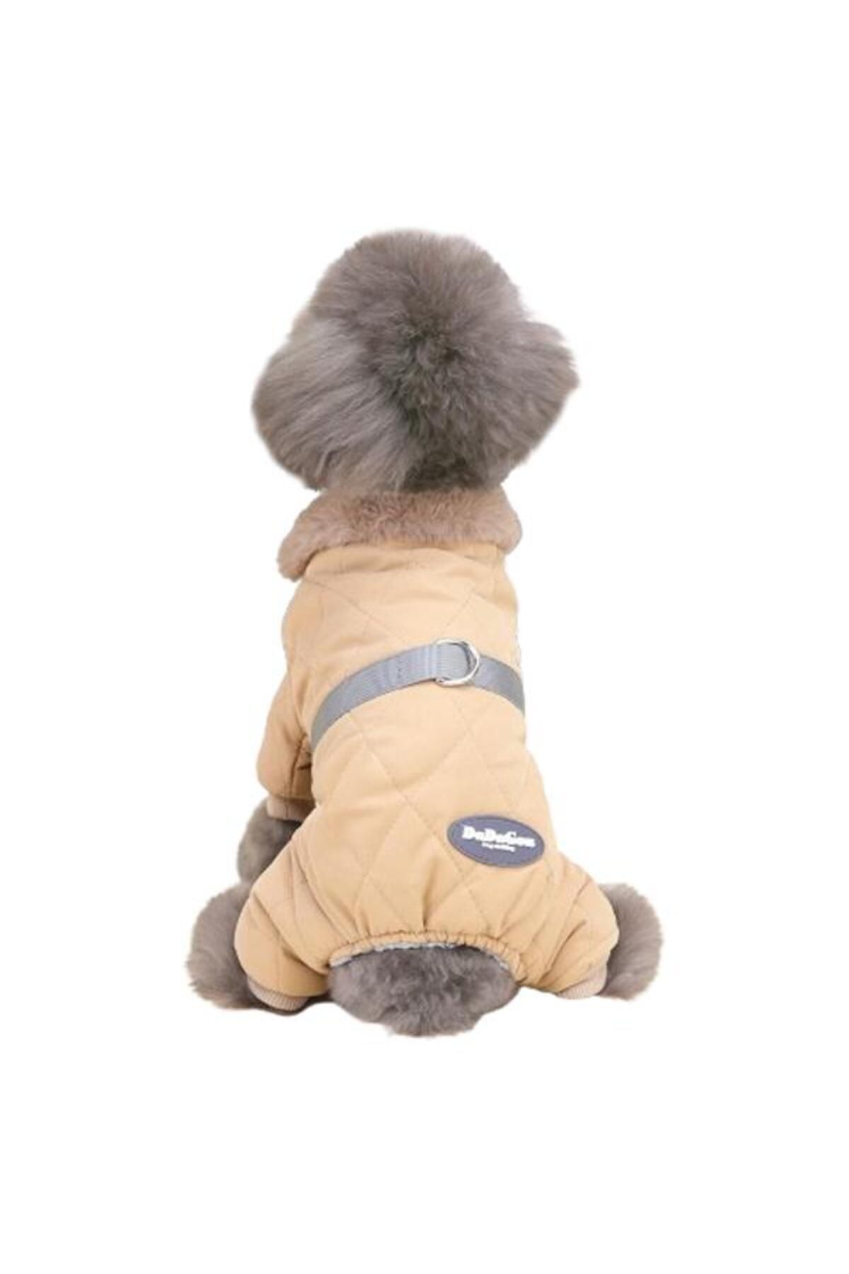 Glipet-Beige Size Wolf Fabric Collar Dog Coat 3