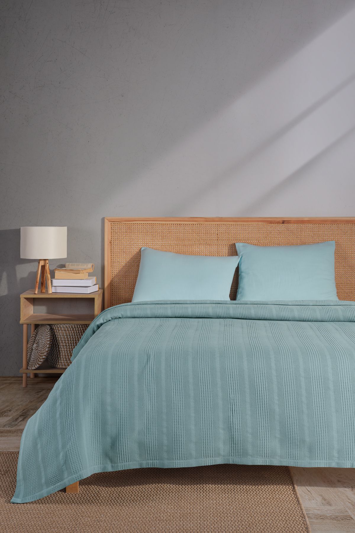 MYLASA HOME Cuvertura De Pat Dubla Din Bumbac / Pique - 200x230 Cm-menta - Mărime unică