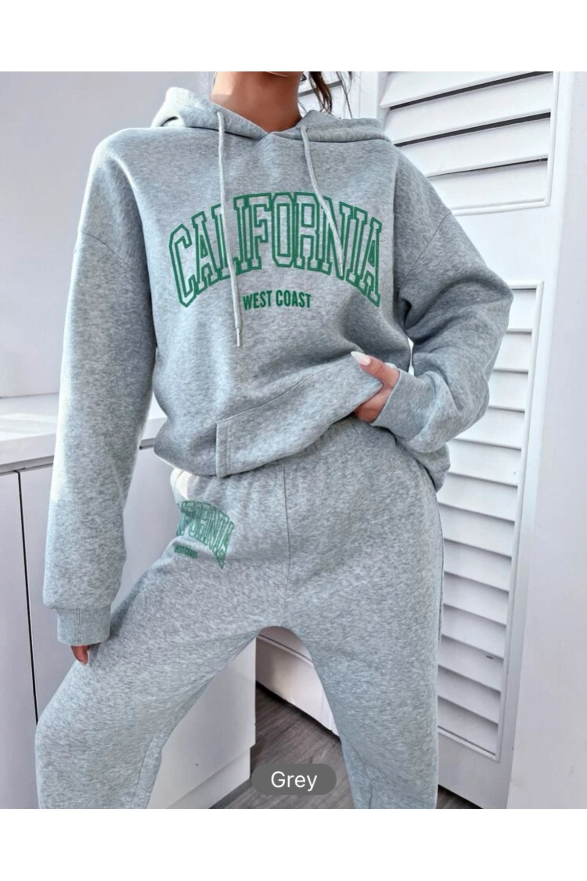 VBSVİBES-Hooded Tracksuit Set Gray California 6