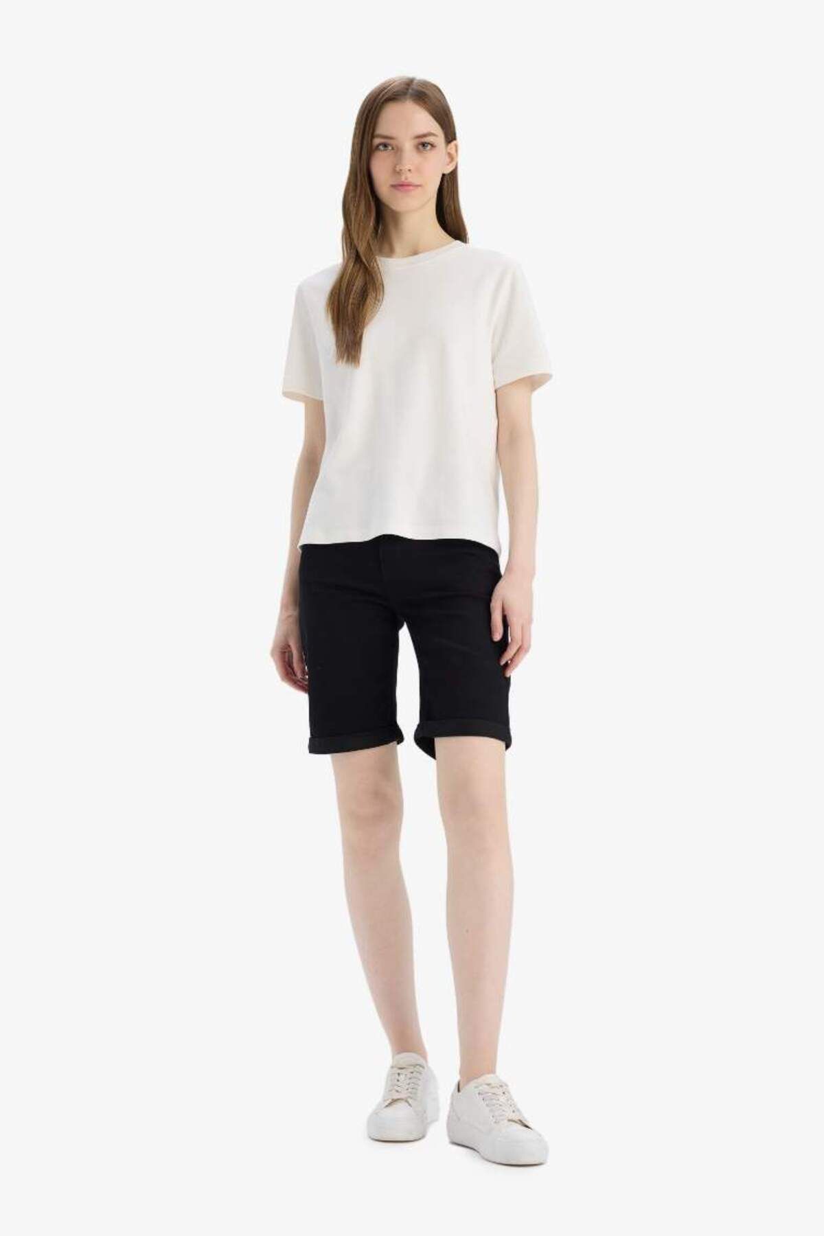 DeFacto-Normal Waist Folded Leg Jean Bermuda Shorts A1958Ax25Sm 3