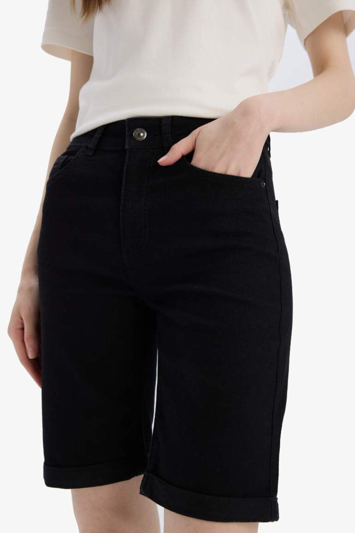 DeFacto-Normal Waist Folded Leg Jean Bermuda Shorts A1958Ax25Sm 6