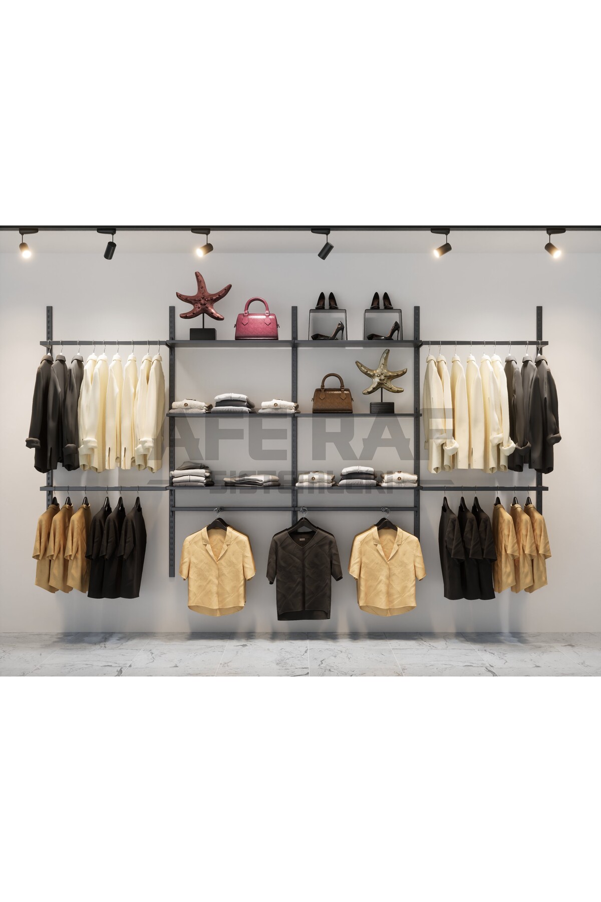 Store Shelf System, Hanger System, Boutique Shelf, Store Stand, Dressing Room-365 *200