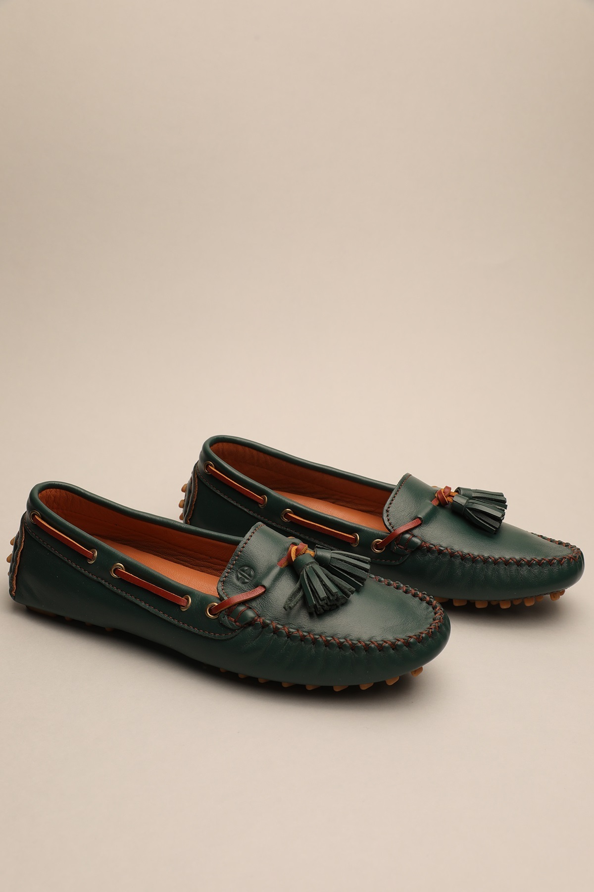 Gondol-Women's Genuine Leather Classic Loafer Green 37 Ttx.771 1