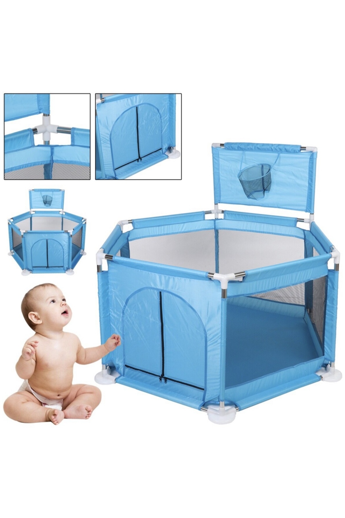 Baby Home Happy 2in1 Güvenli Bebek Ve Çocuk Oyun Alanı Oyun Parkı Oyun Matı Ve Topları fotoğrafı 2 (önizleme)
